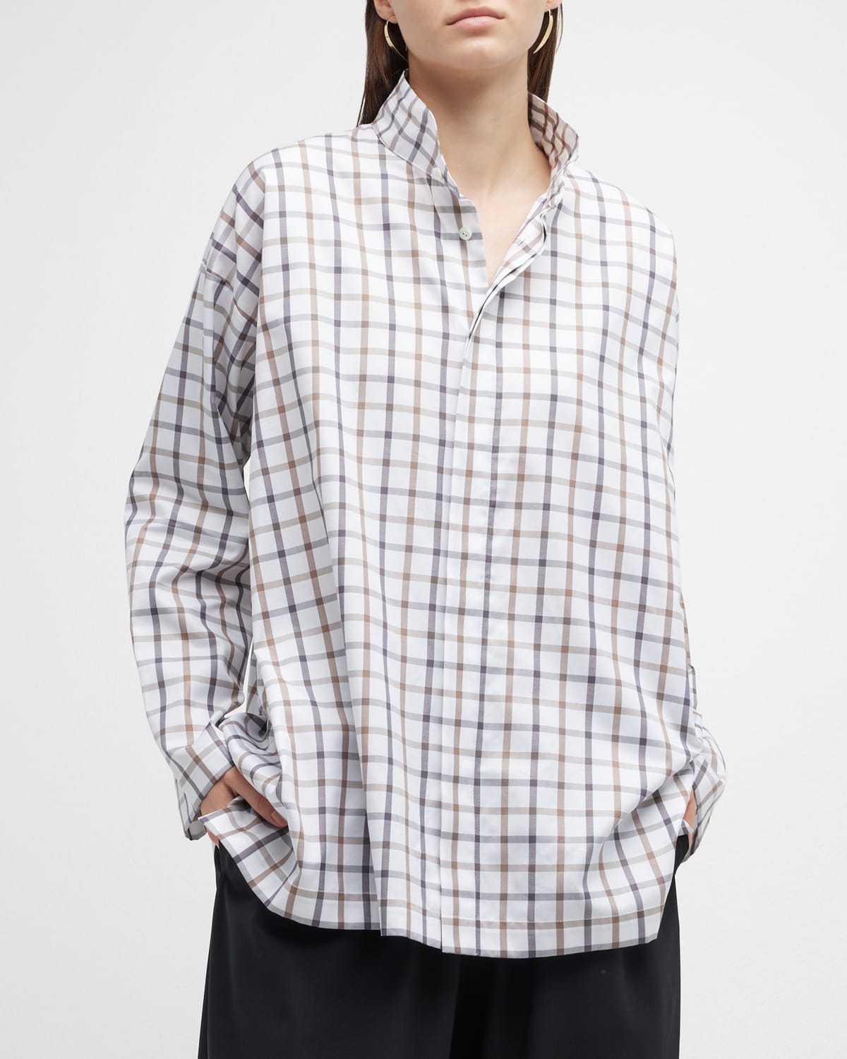 Eskandar Slim A-Line Double-Stand Collar Shirt | Neiman Marcus
