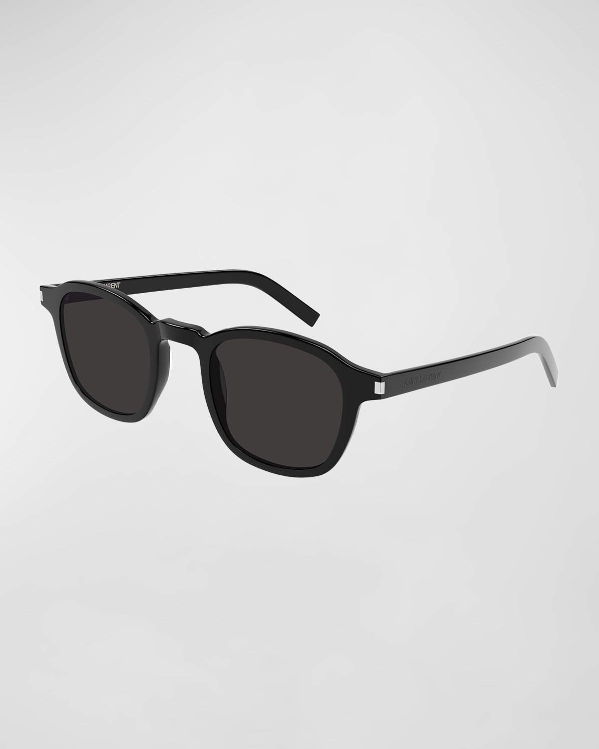 Saint Laurent Men's TempleLogo Rectangle Sunglasses Neiman Marcus