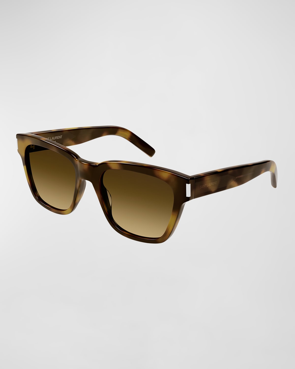 Saint Laurent Men's TempleLogo Rectangle Sunglasses Neiman Marcus