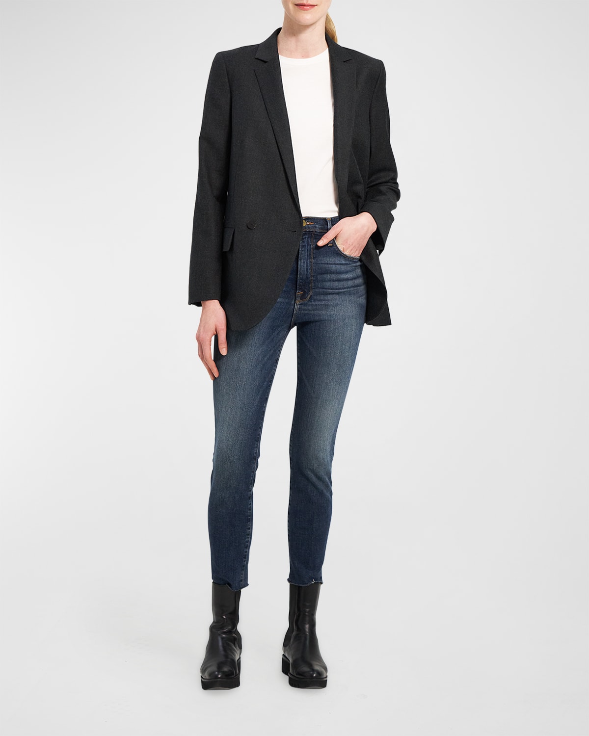 Theory Piazza Noelle Double-Breasted Tweed Jacket | Neiman Marcus