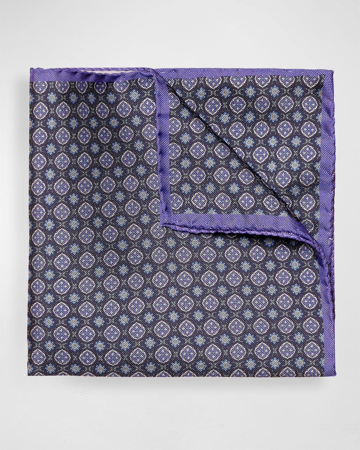 Eton Men's Medallion-Print Silk Pocket Square | Neiman Marcus