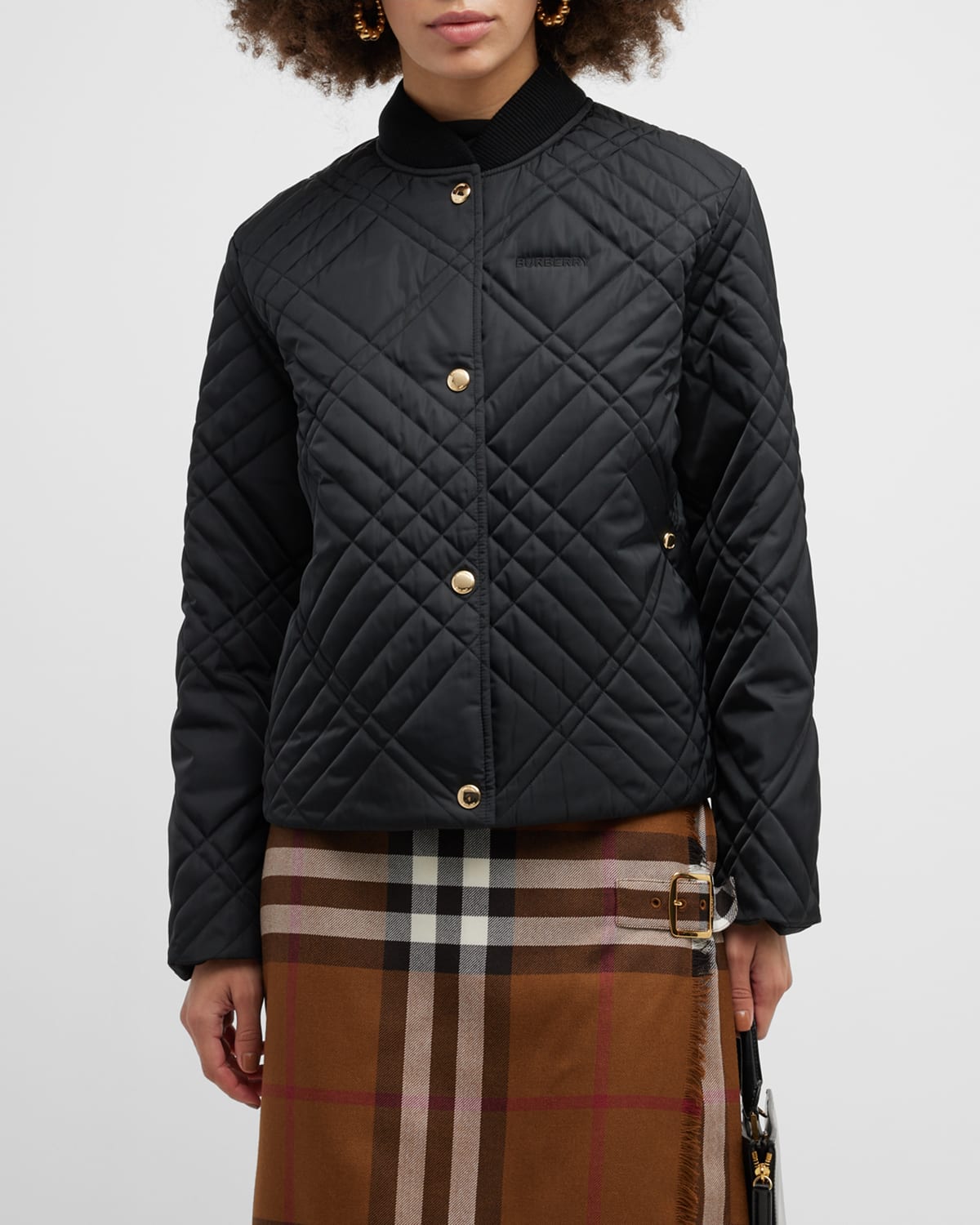 Burberry Thirlby Check Quilted Bomber Jacket | Neiman Marcus