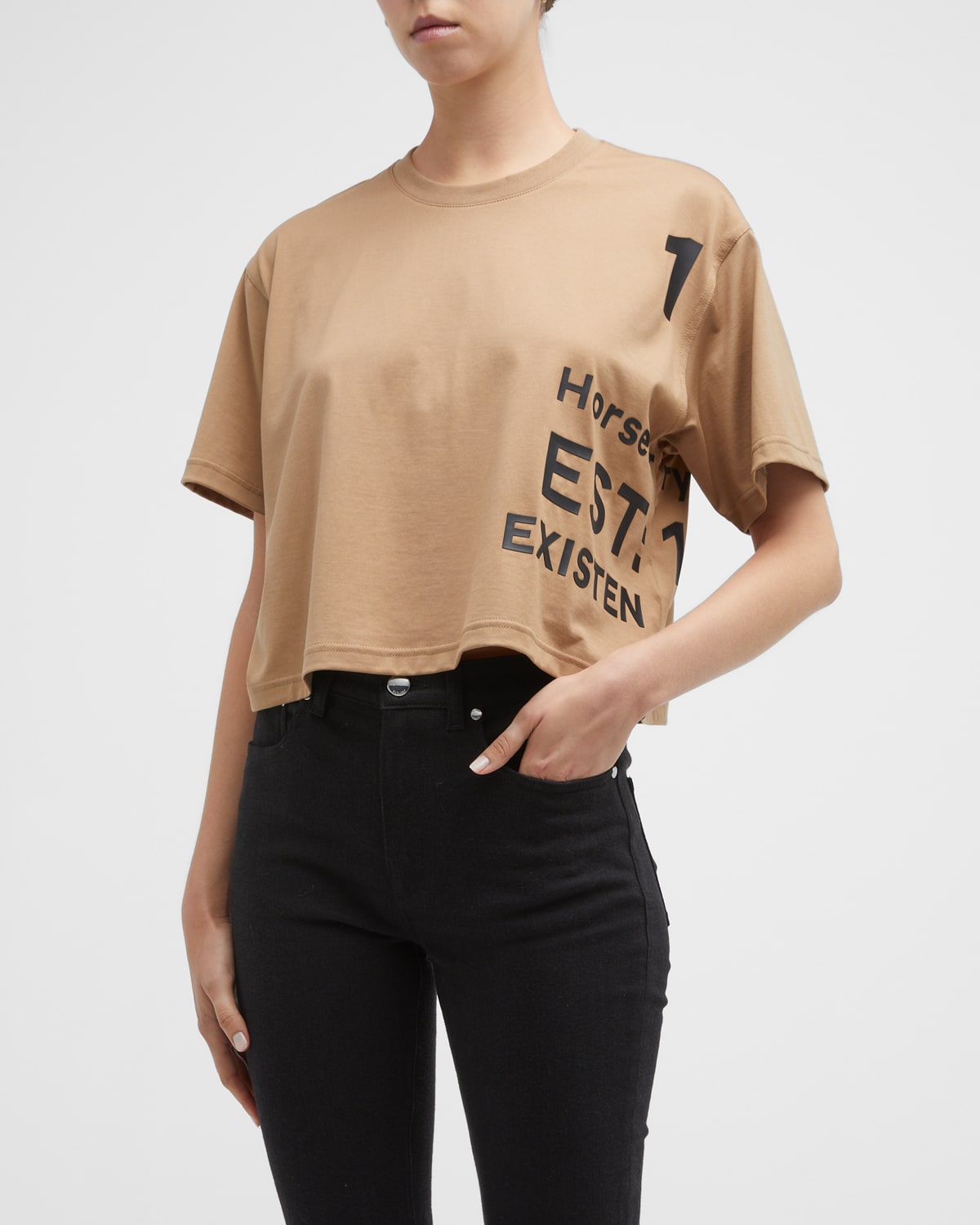 Burberry Laney Graphic-Print Crop T-Shirt | Neiman Marcus