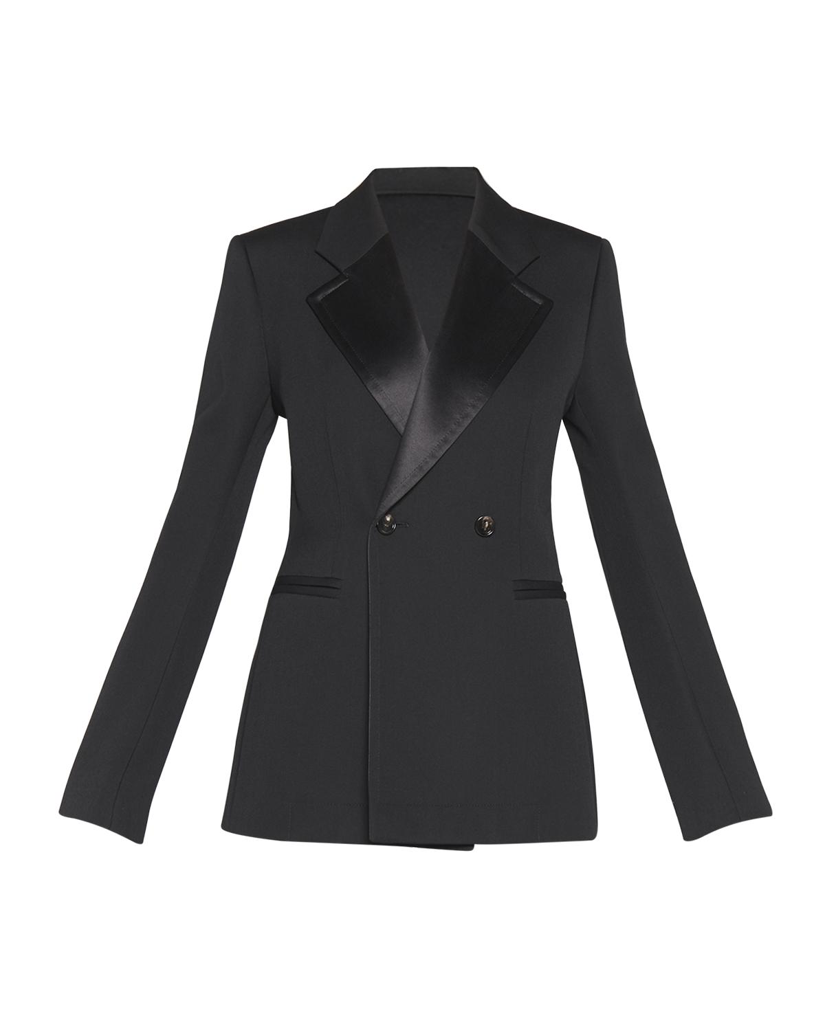 Blazer Femme Moderne Holmes & Yang En Laine Noire Avec Détails Suède - Taille 6