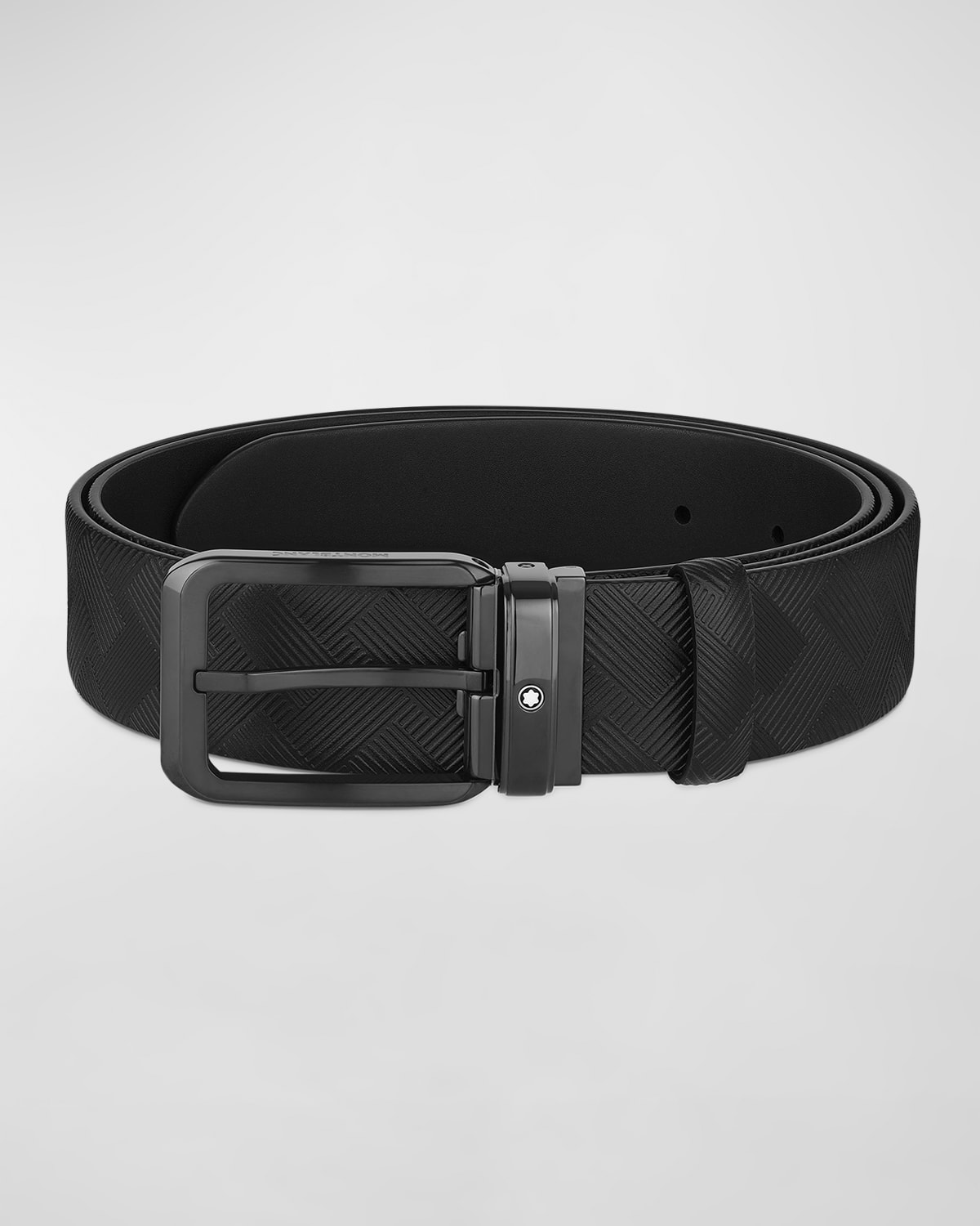 Montblanc Men's Rectangle-Buckle Leather Belt | Neiman Marcus