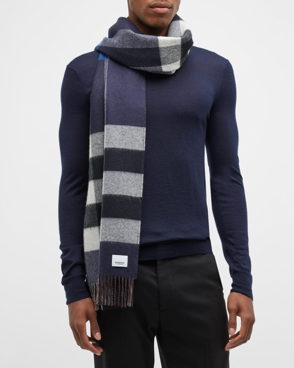 Burberry Men's Half Mega Check Cashmere Scarf Neiman Marcus