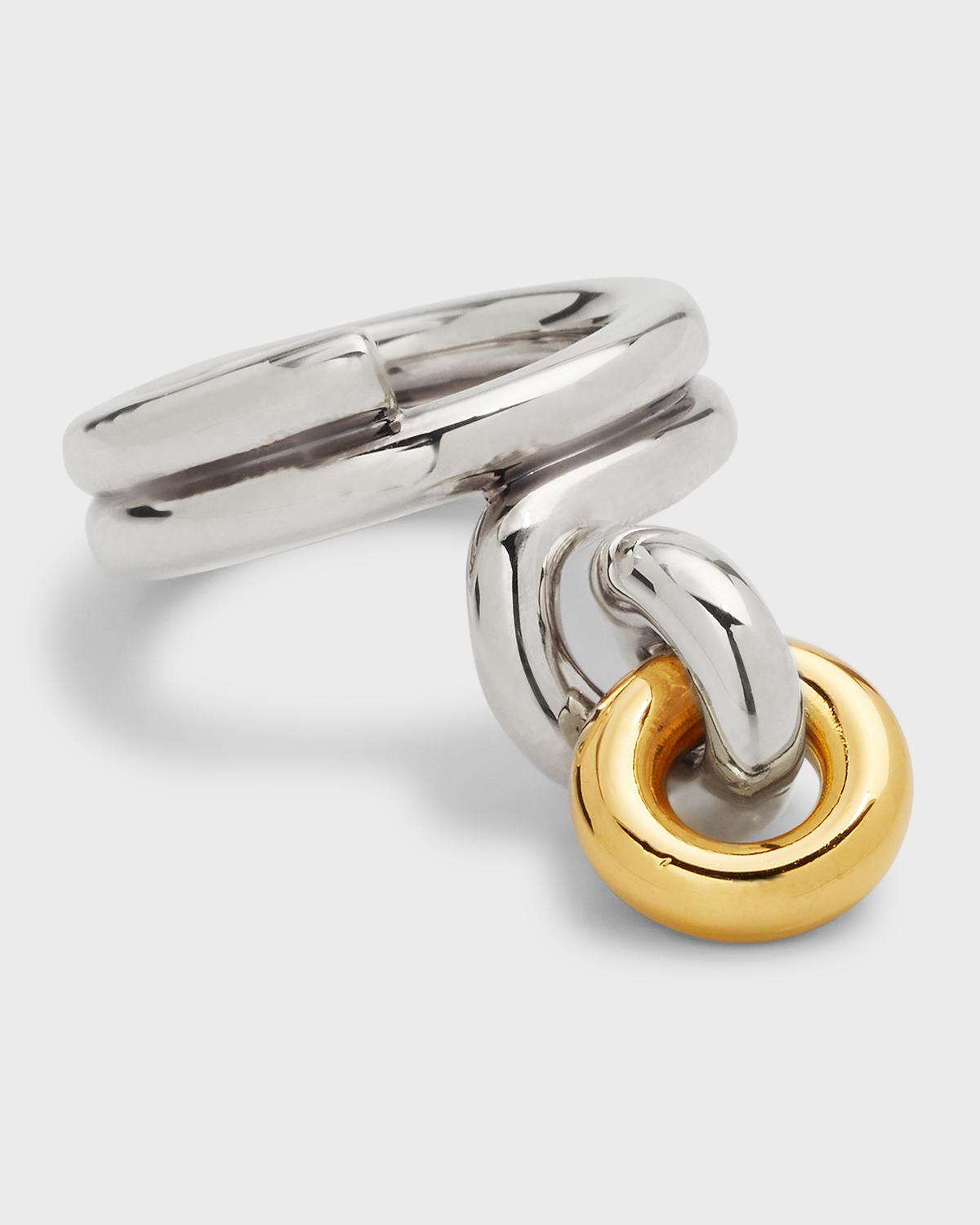 Bottega Veneta Gold-Tone Sterling Silver Ring with Enamel, Pea Green ...