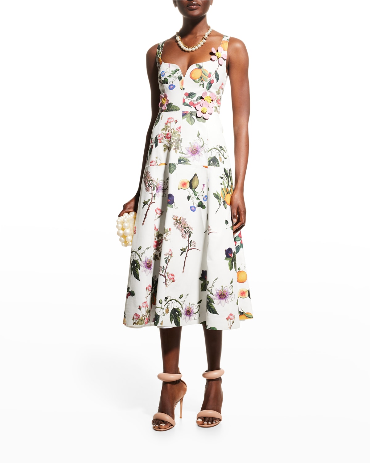 Loewe Anthurium Applique Leather Sleeveless Dress | Neiman Marcus