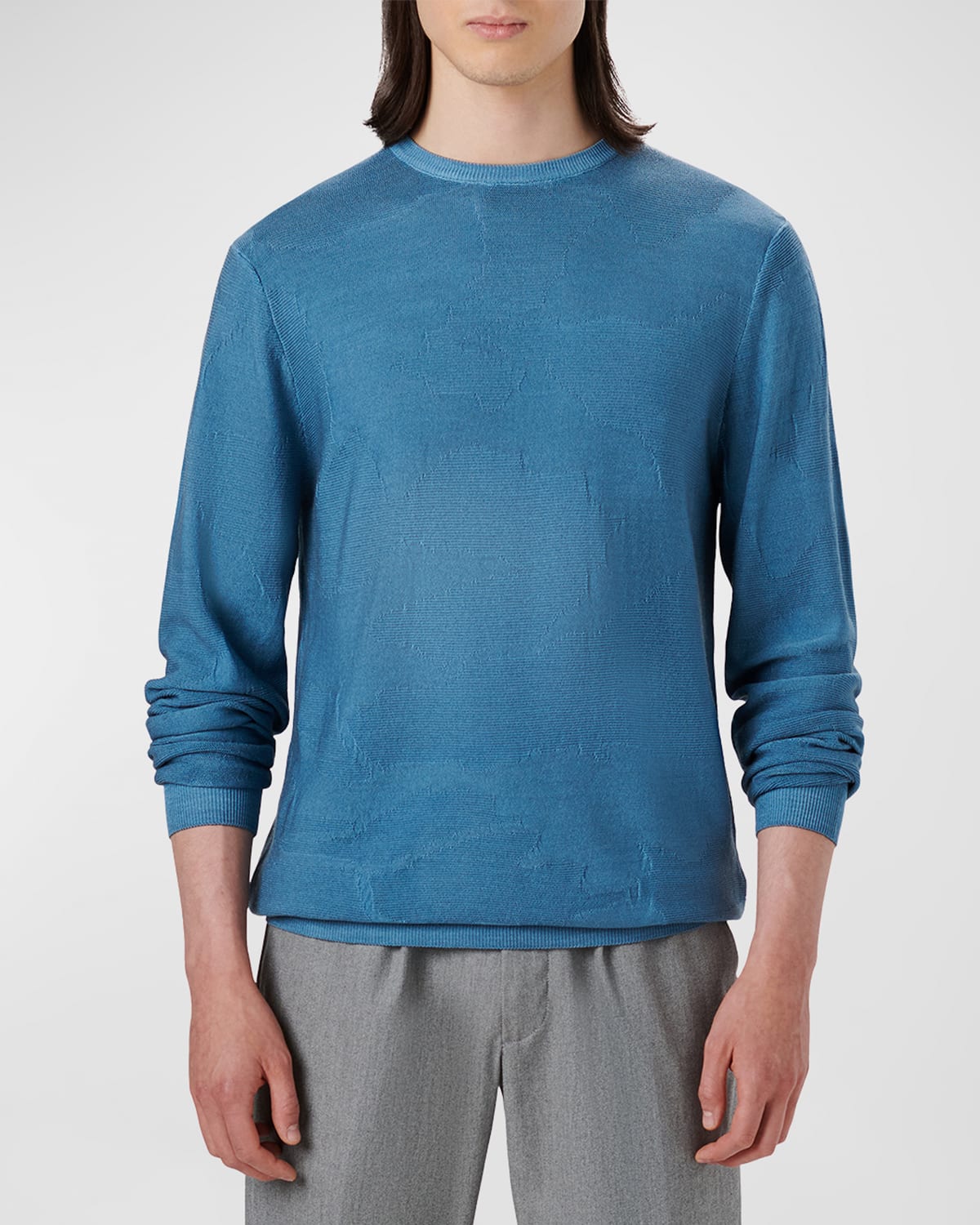 Bugatchi Men's Diamond-Knit Cotton Crewneck Sweater | Neiman Marcus