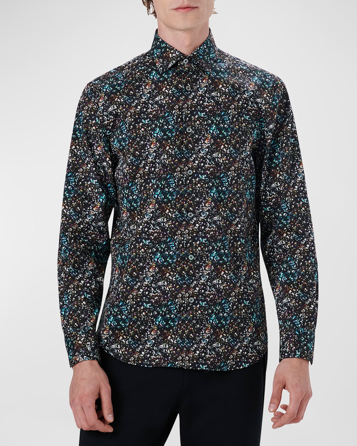 Bugatchi Men's AbstractPrint Stretch Sport Shirt Neiman Marcus