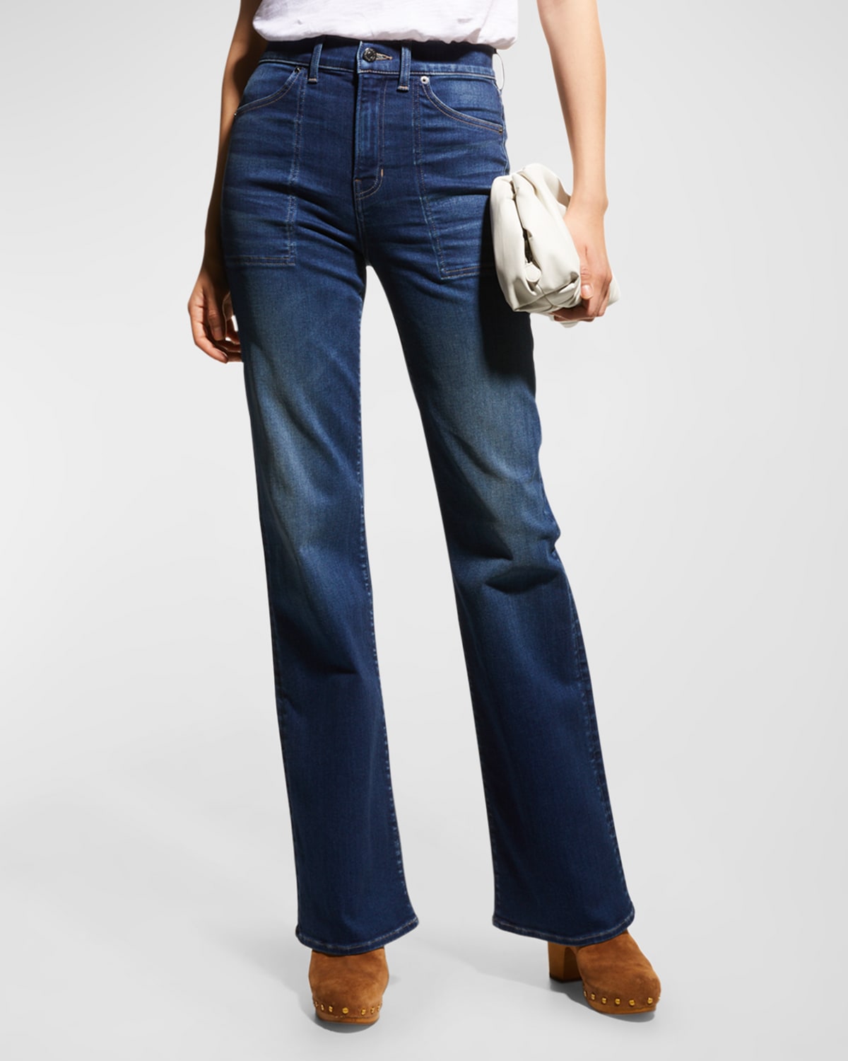 Veronica Beard Jeans Grant WideLeg Patch Pocket Jeans Neiman Marcus