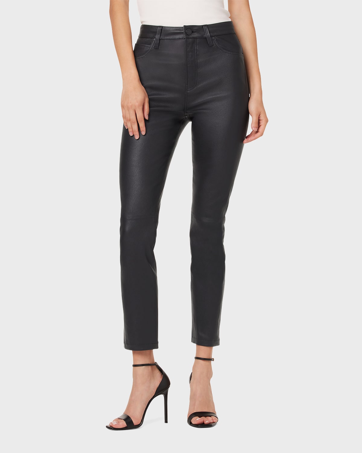 Veronica Beard Jeans Beverly High Rise Flared Leather Jeans | Neiman