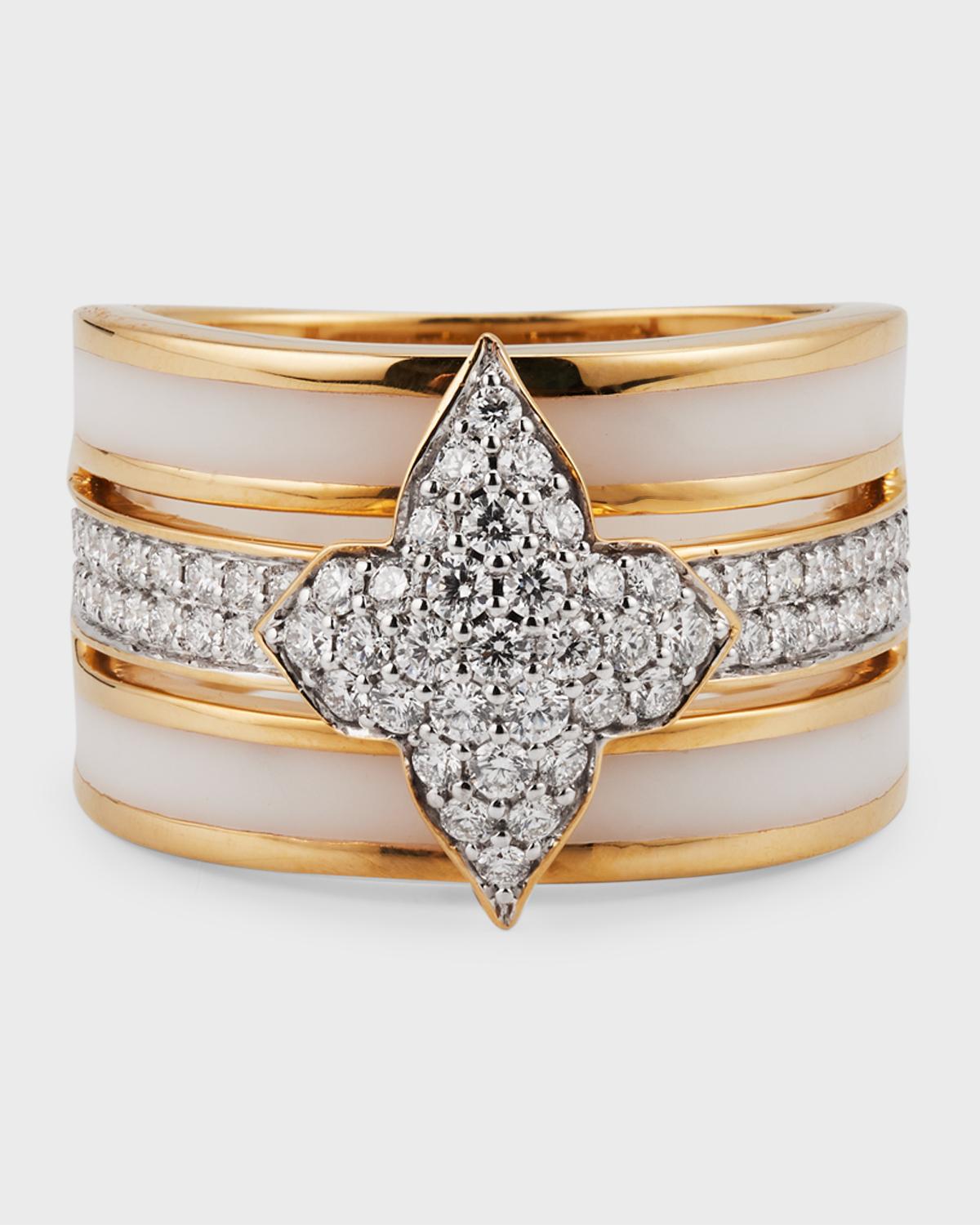 Farah Khan Atelier 18K Yellow Gold Atlas White Edgy Ring, Size 7 ...