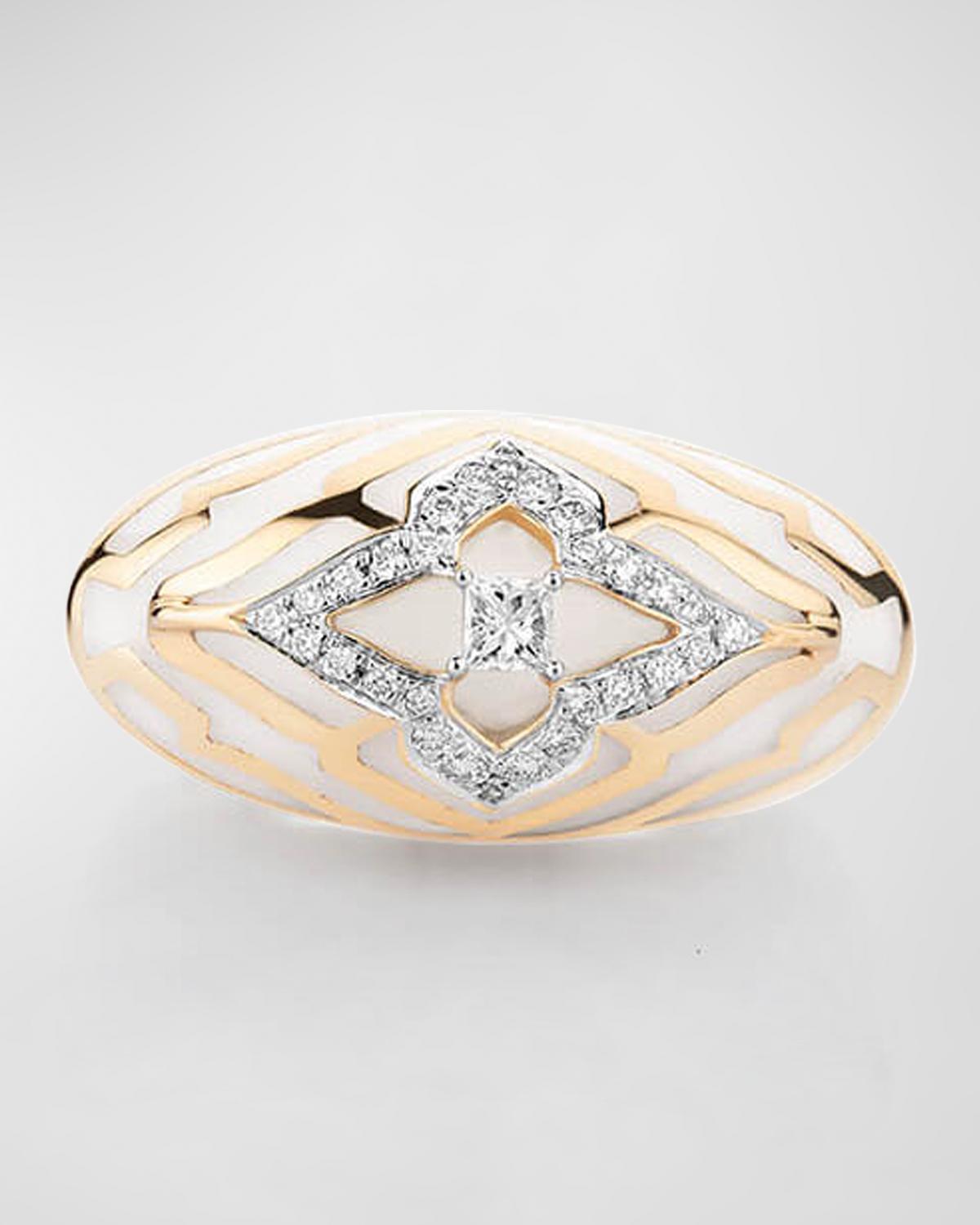 Farah Khan Atelier 18K Yellow Gold Atlas White Edgy Ring, Size 7 ...