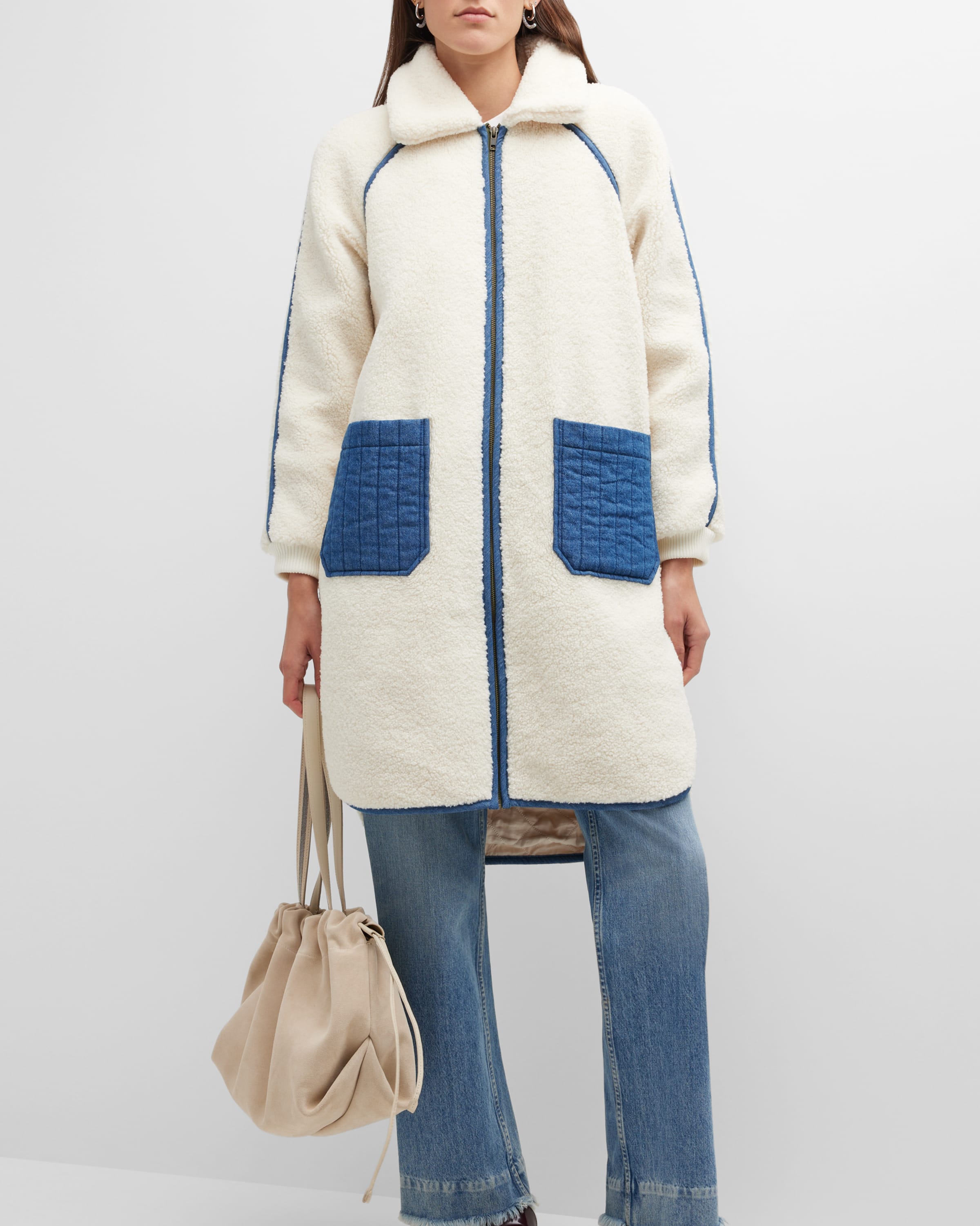 Fabio - Stone Shearling Coat