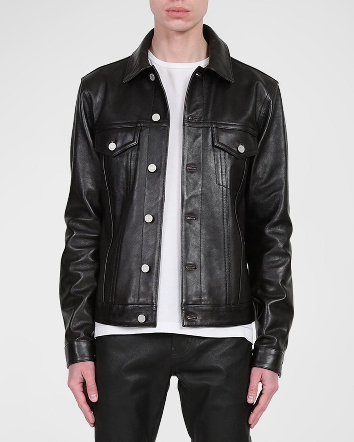 Amiri Men's Faux-Leather Trucker Jacket | Neiman Marcus