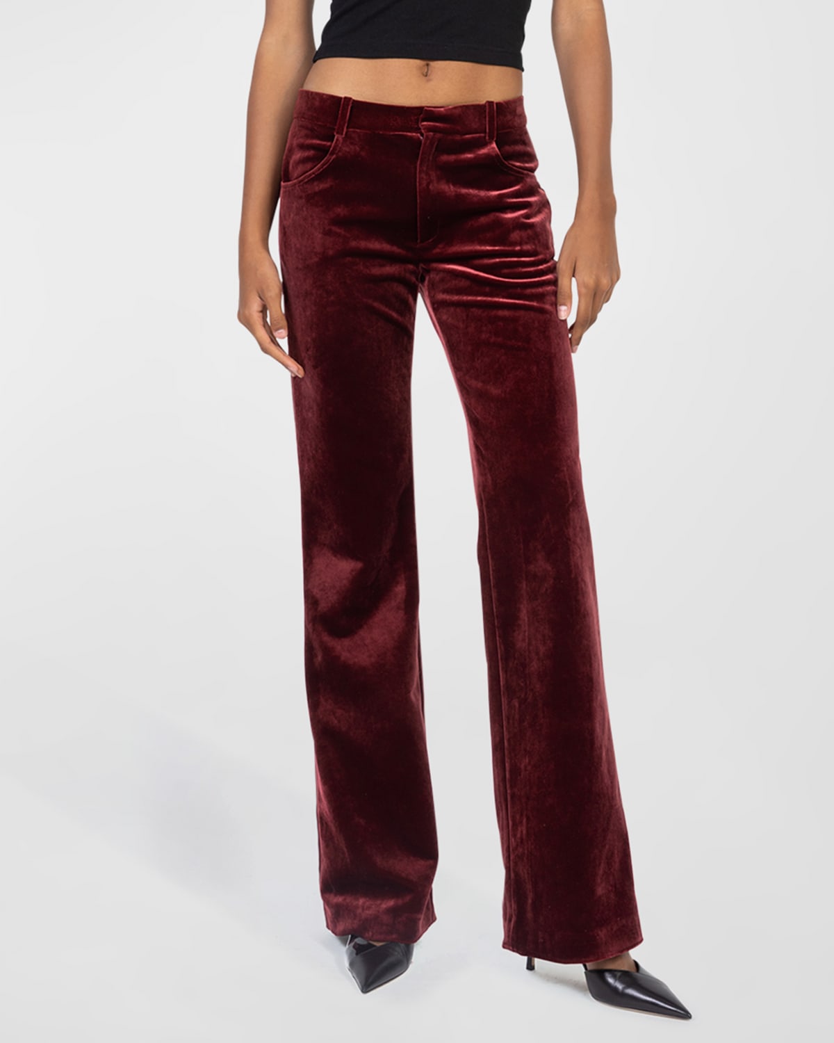 SLEEPING WITH JACQUES Wide-Leg Velvet Pants | Neiman Marcus