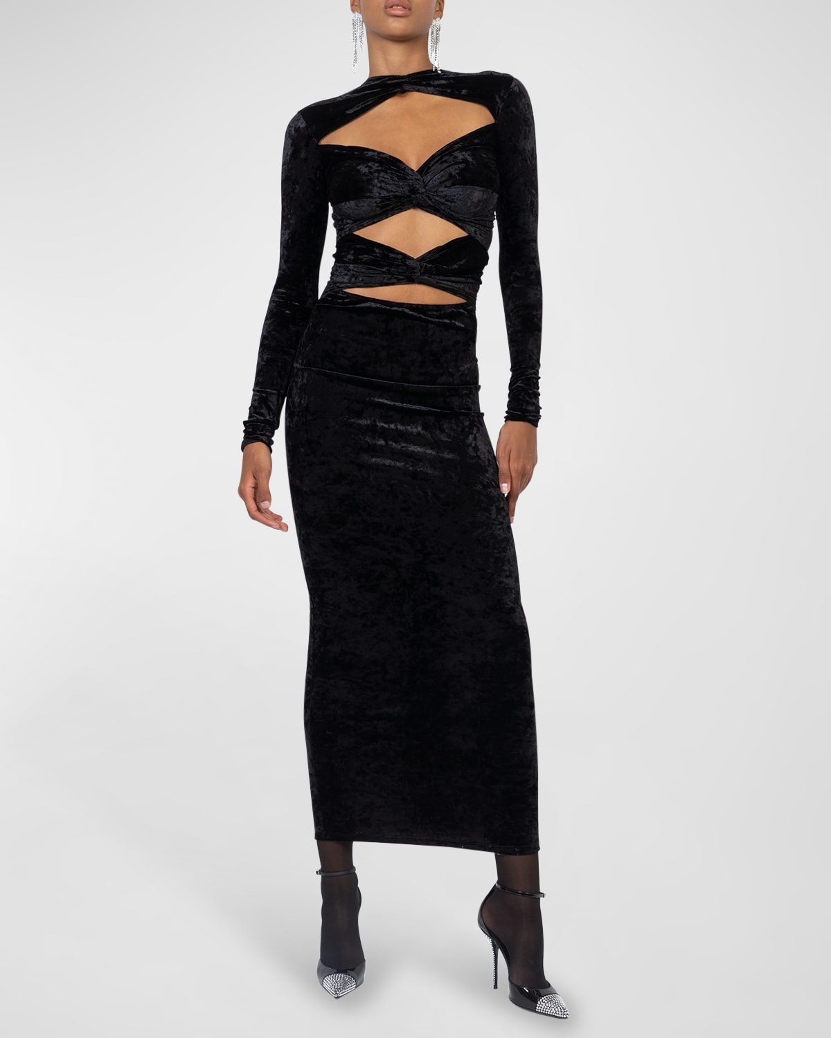 Ronny Kobo Nikki Ruched Cutout Maxi Dress | Neiman Marcus