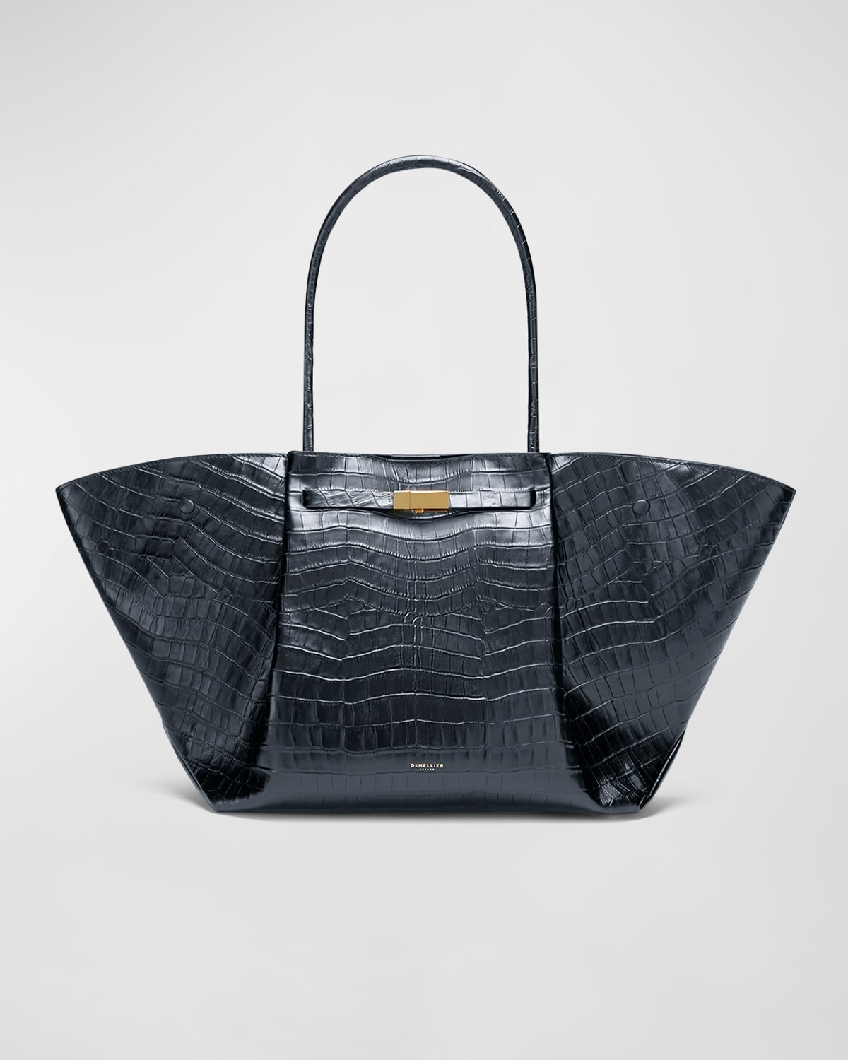 DeMellier New York Midi Patent Moc-Croc Top-Handle Bag | Neiman Marcus