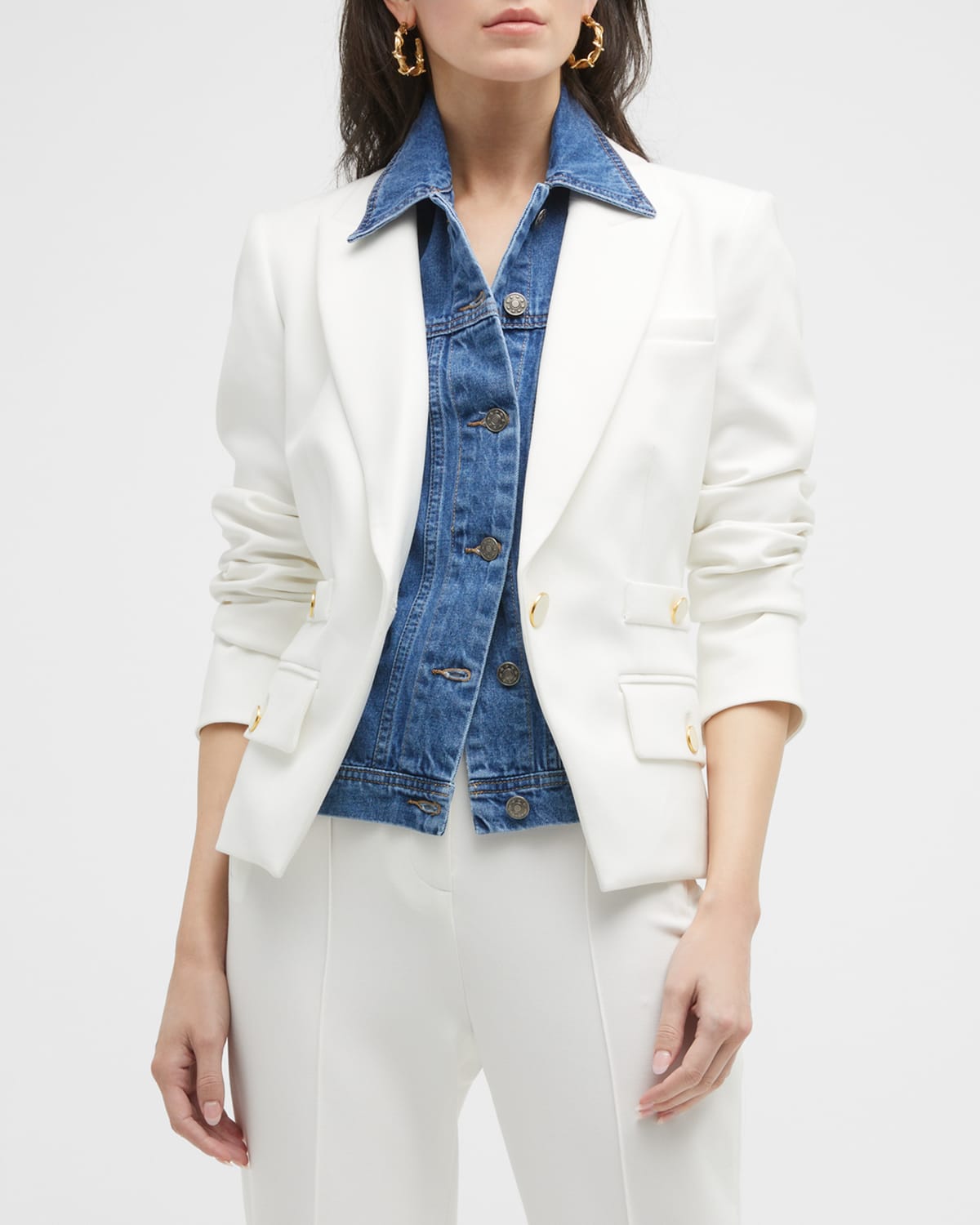 Veronica Beard Rickie Cropped Dickey Jacket in Navy