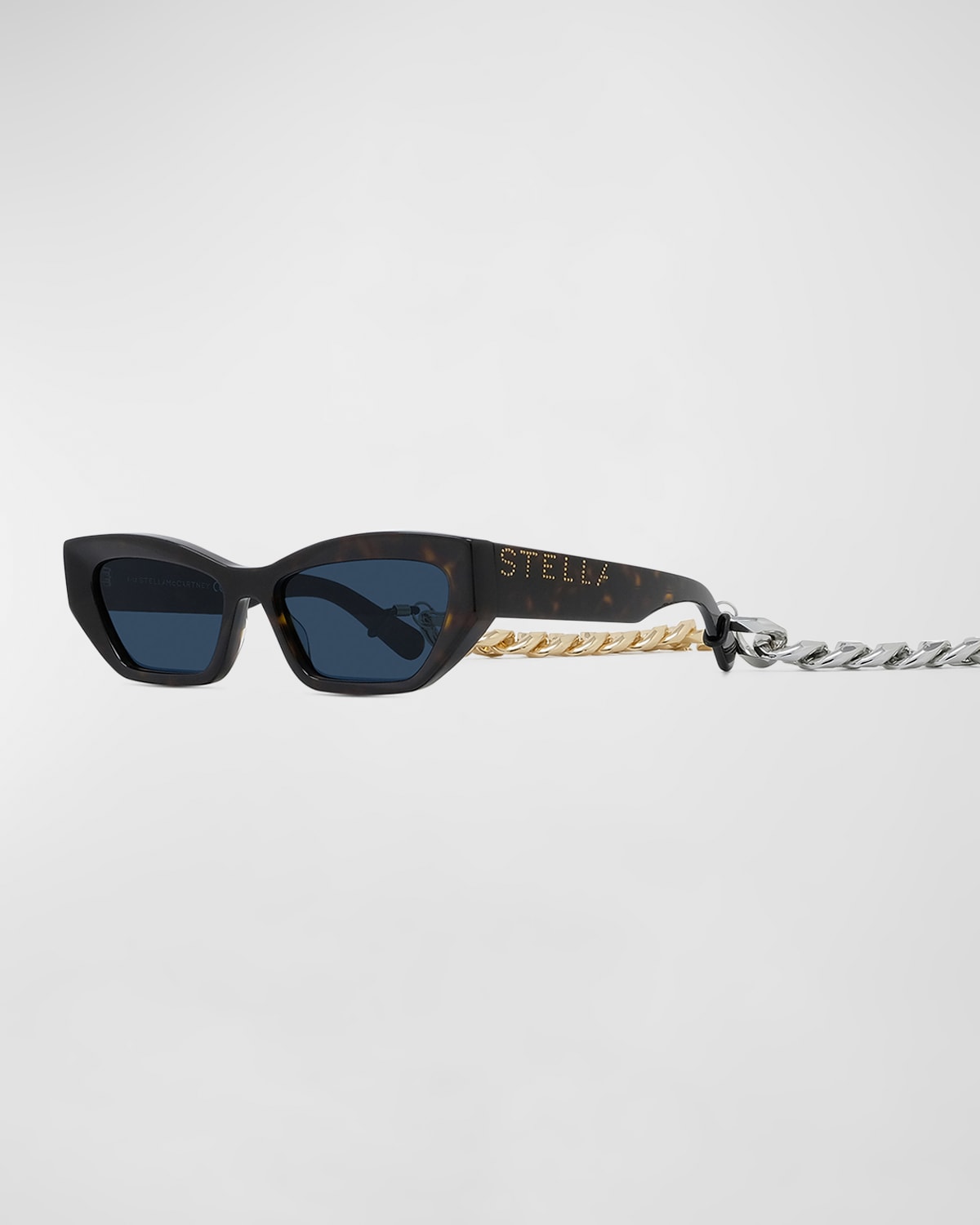 Stella McCartney Falabella Chain Oval BioAcetate Sunglasses Neiman Marcus