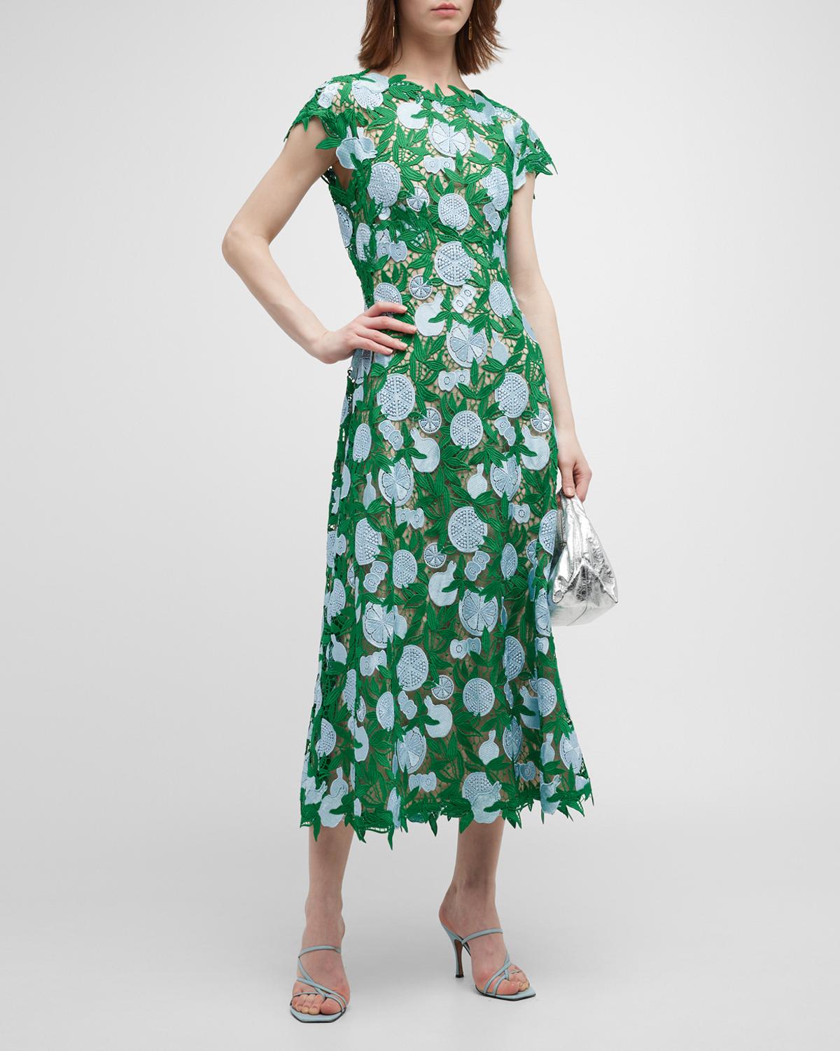 lela rose green dress Open-Back Floral Lace Midi global-fashion_detail-Lace