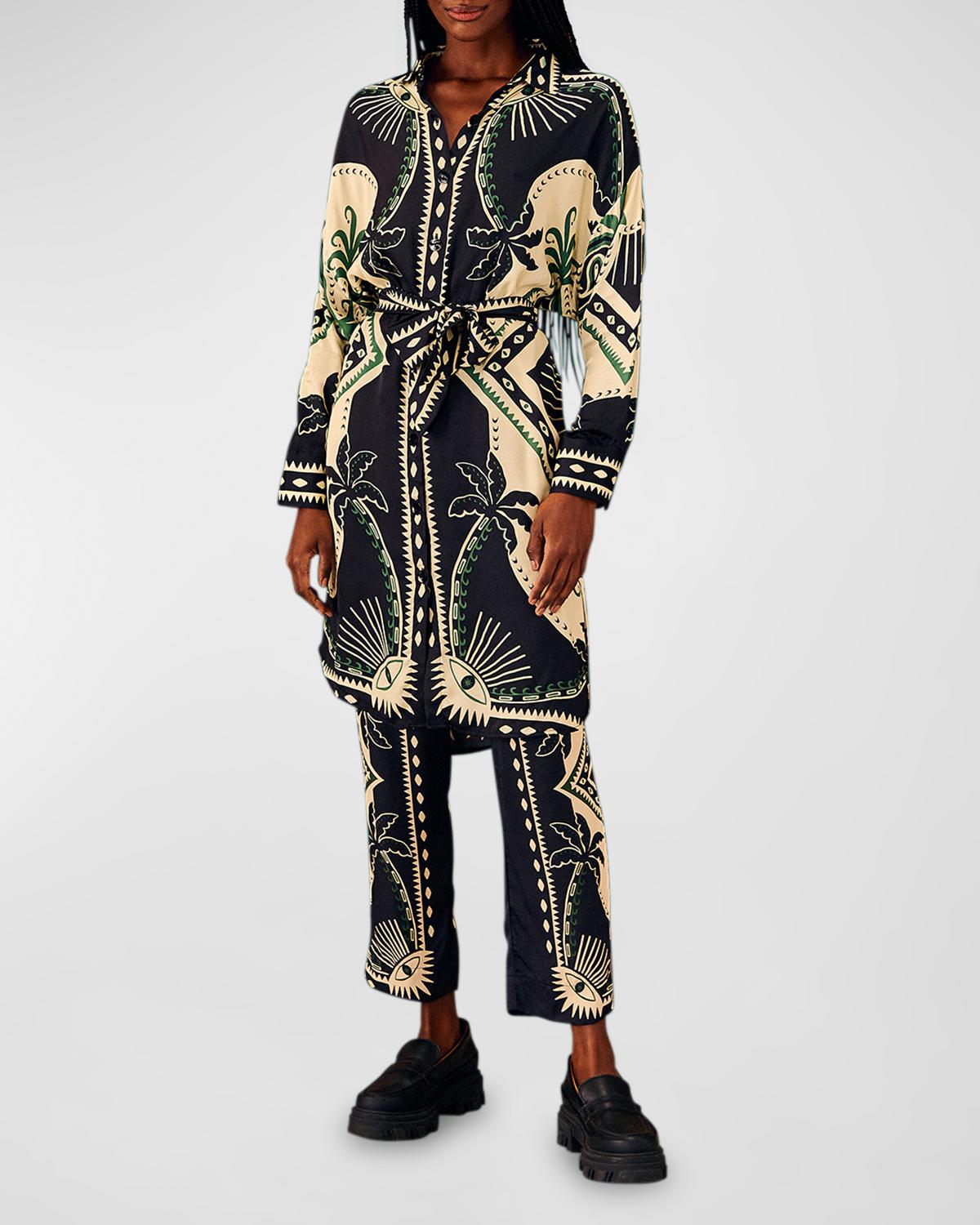 Farm Rio Mystic Scarf Belted Cardigan | Neiman Marcus