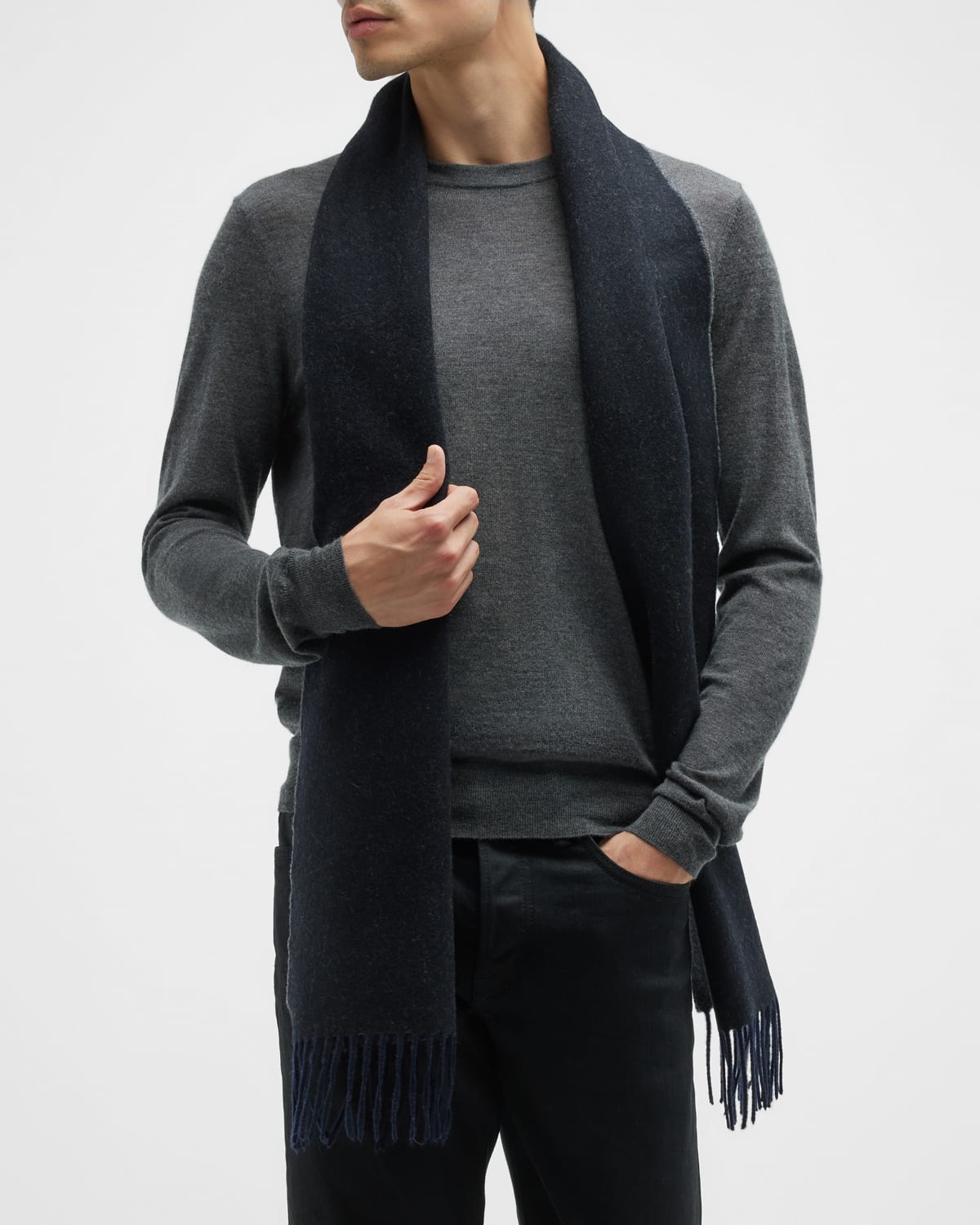 Dolce&Gabbana Men's CashmereWool DoubleFace Monogram Scarf Neiman