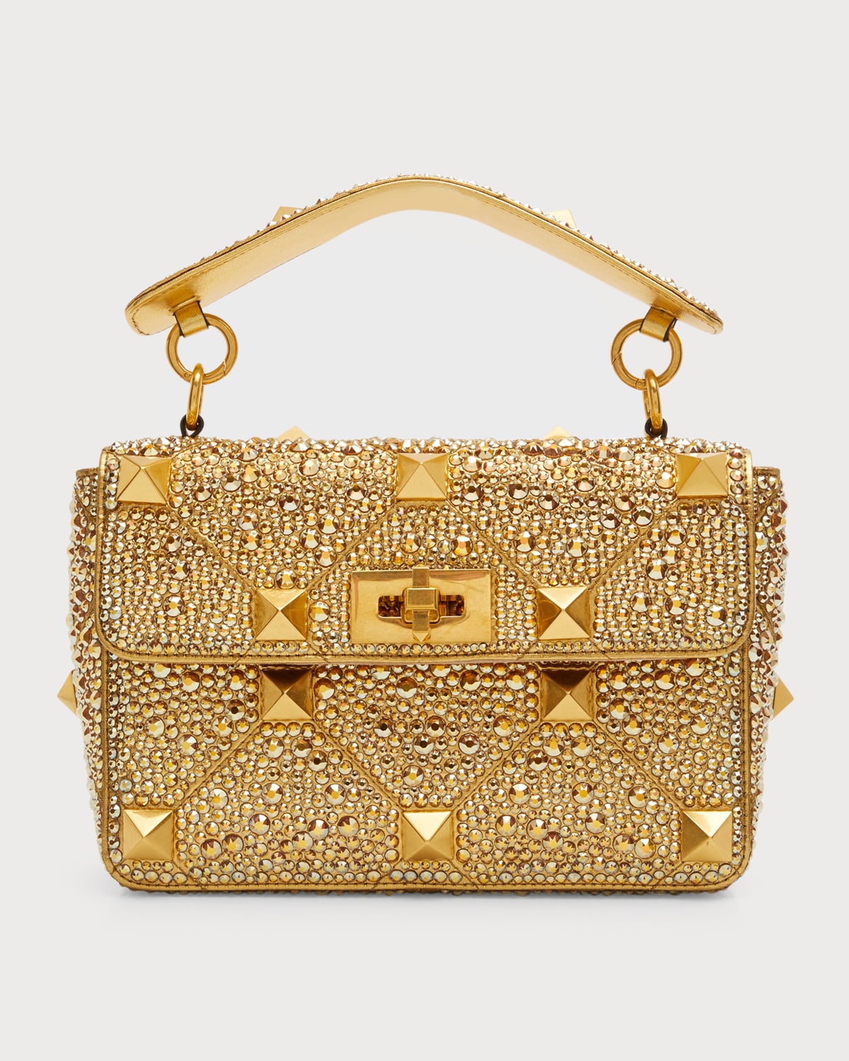 Valentino Garavani Roman Stud Medium Crystal Shoulder Bag | Neiman Marcus