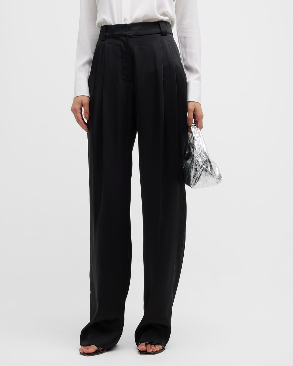 FRAME Satin Straight Cargo Pants | Neiman Marcus