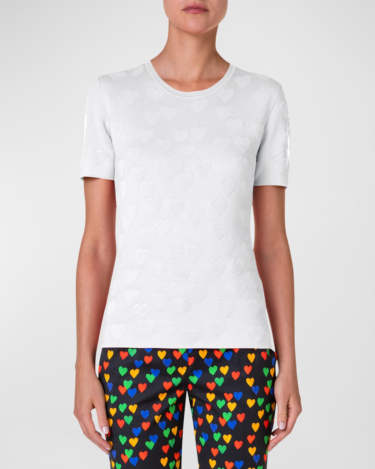 Louis Vuitton Multicolor Silk Logo Jacquard Knit T-Shirt XS Louis
