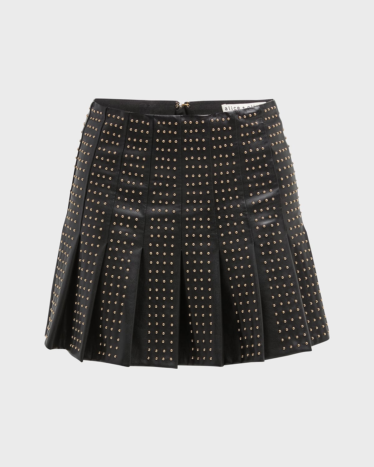 Alice + Olivia Carter Vegan Leather Pleated Mini Skirt | Neiman Marcus