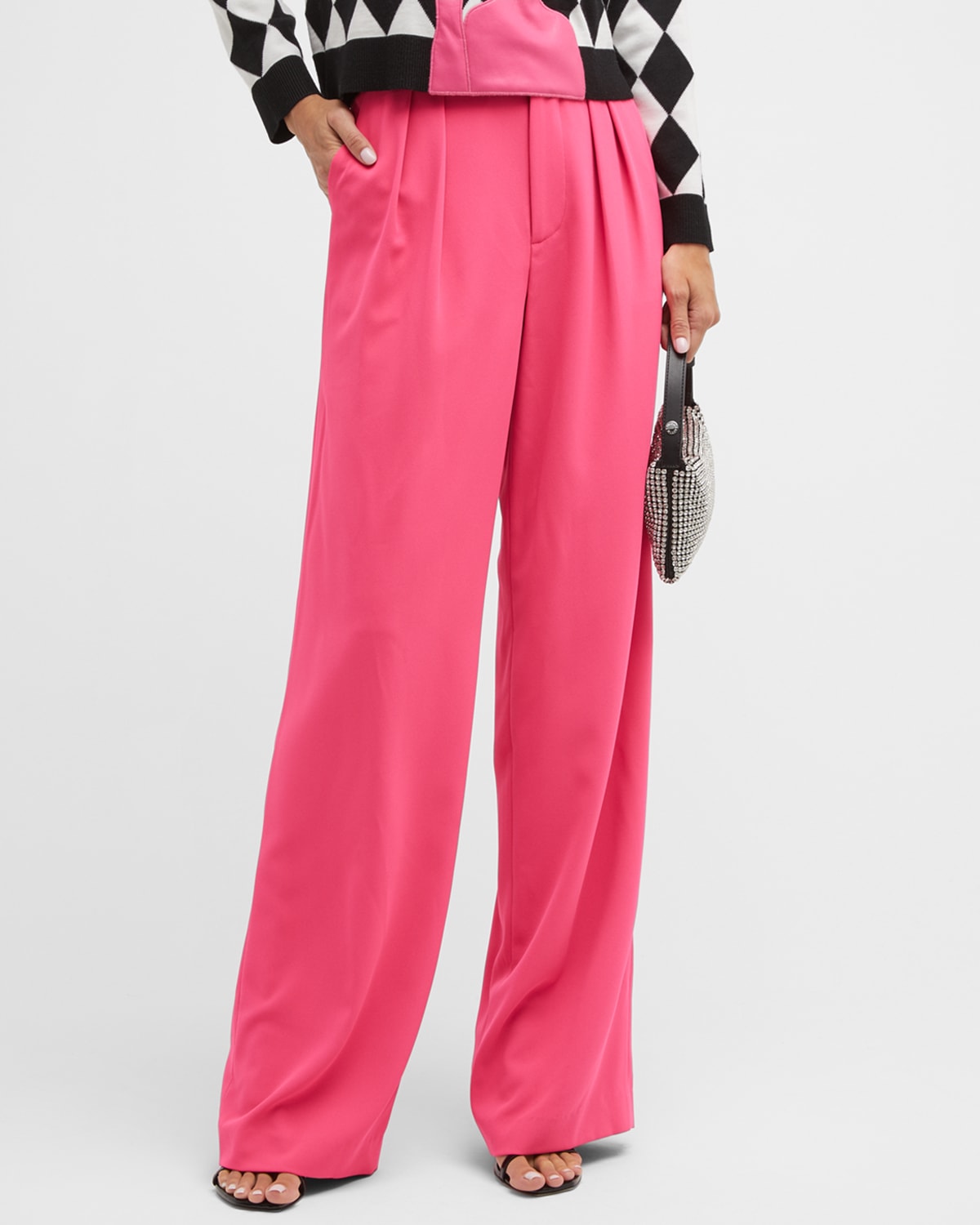 Alice + Olivia Pompey High-Waisted Pleated Pants | Neiman Marcus