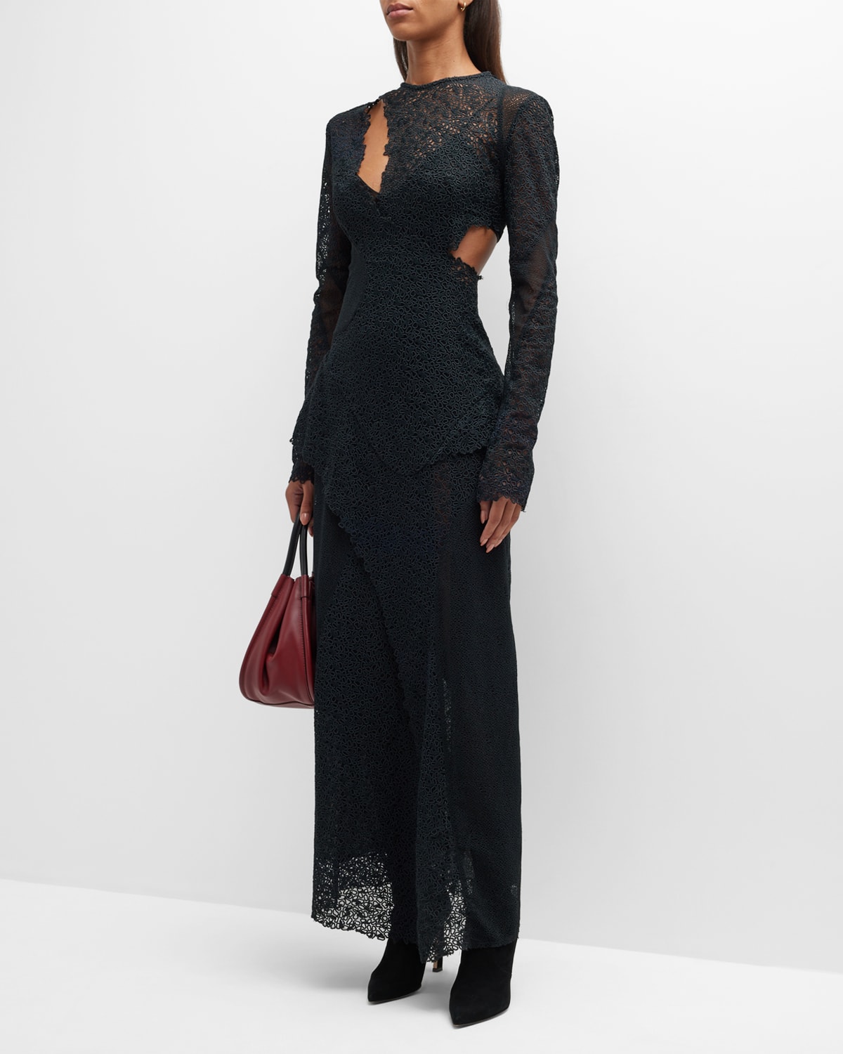 Proenza Schouler Crepe De Chine Ruched Maxi Dress Neiman Marcus