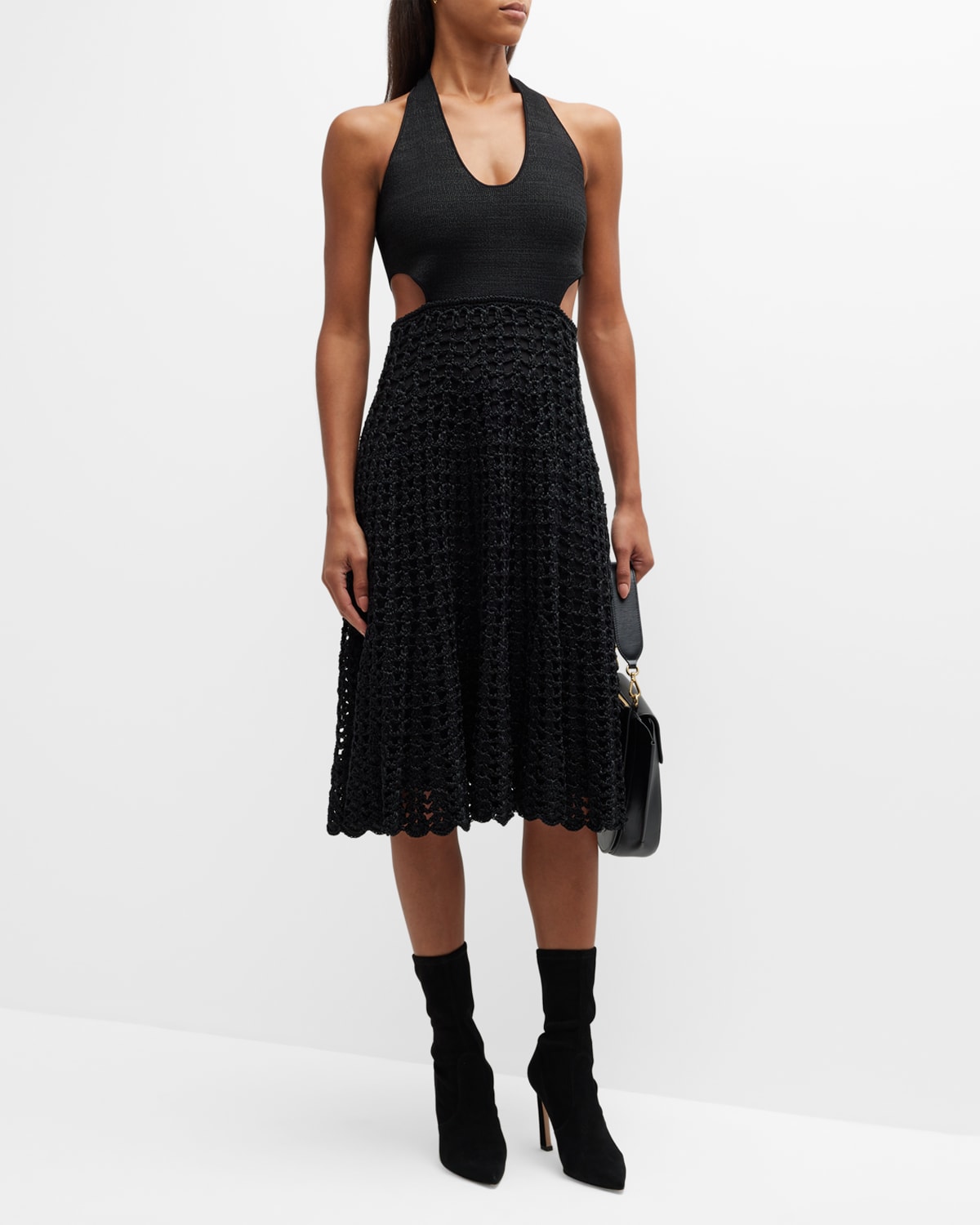 Aje Rushes Raffia Knit Sleeveless Midi Dress Neiman Marcus