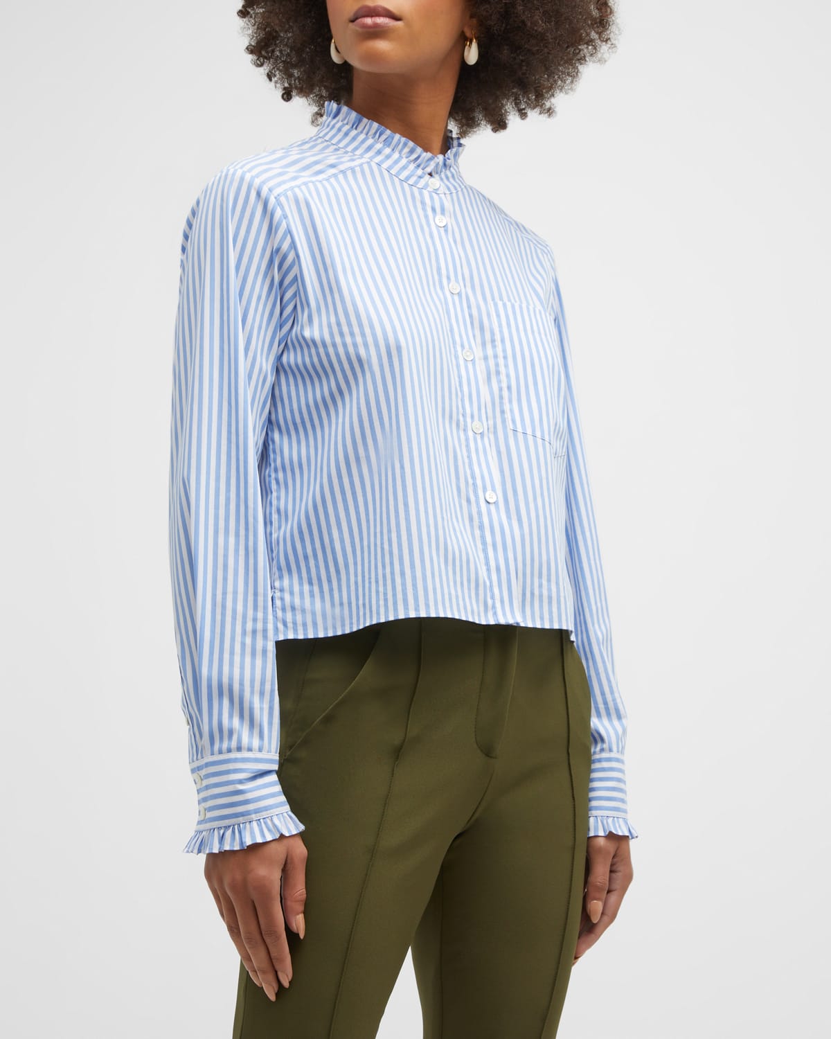 Veronica Beard Rosamund Asymmetric Button-Front Shirt | Neiman Marcus