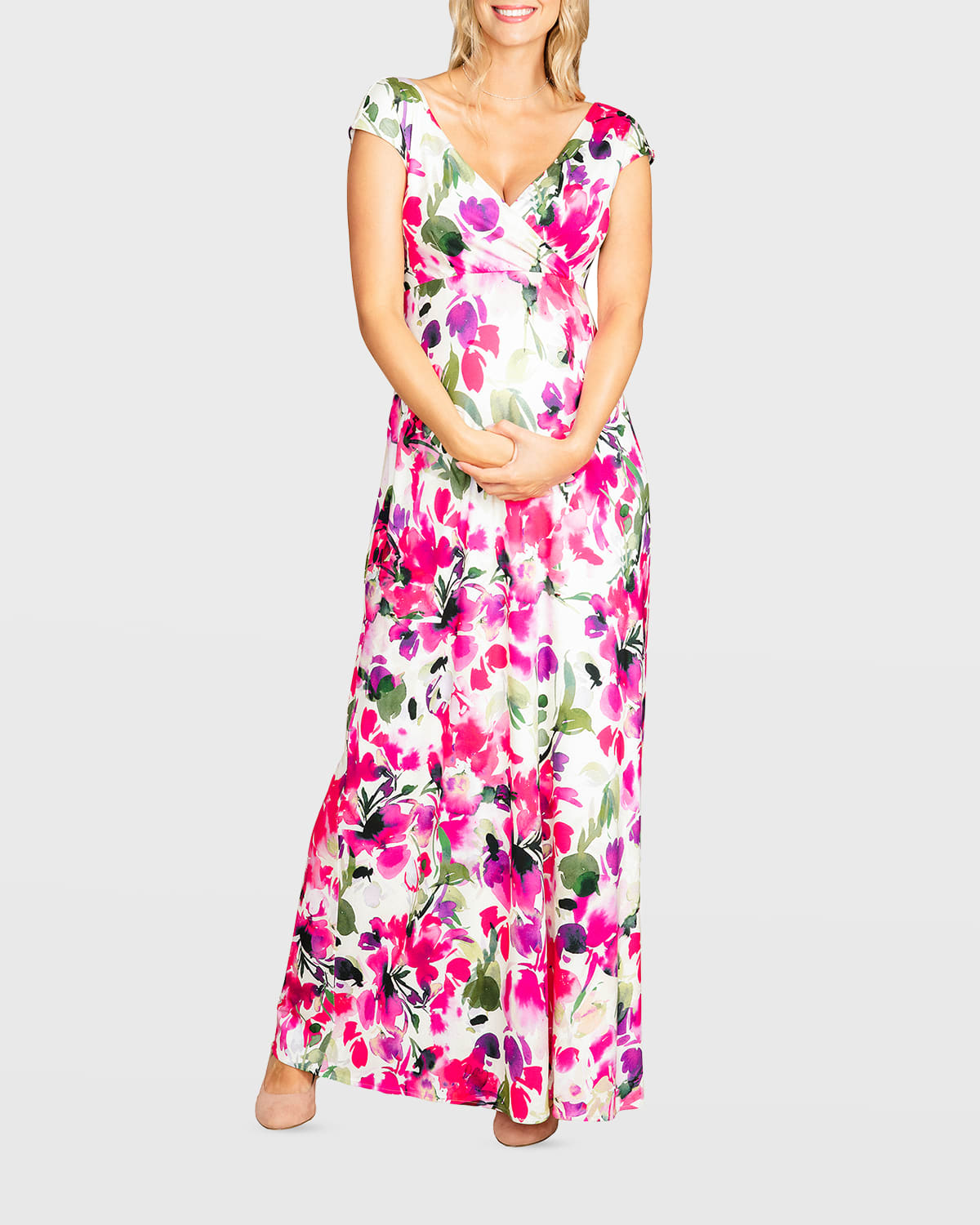 Tiffany Rose Maternity 3/4Sleeve FloralPrint Dress Neiman Marcus