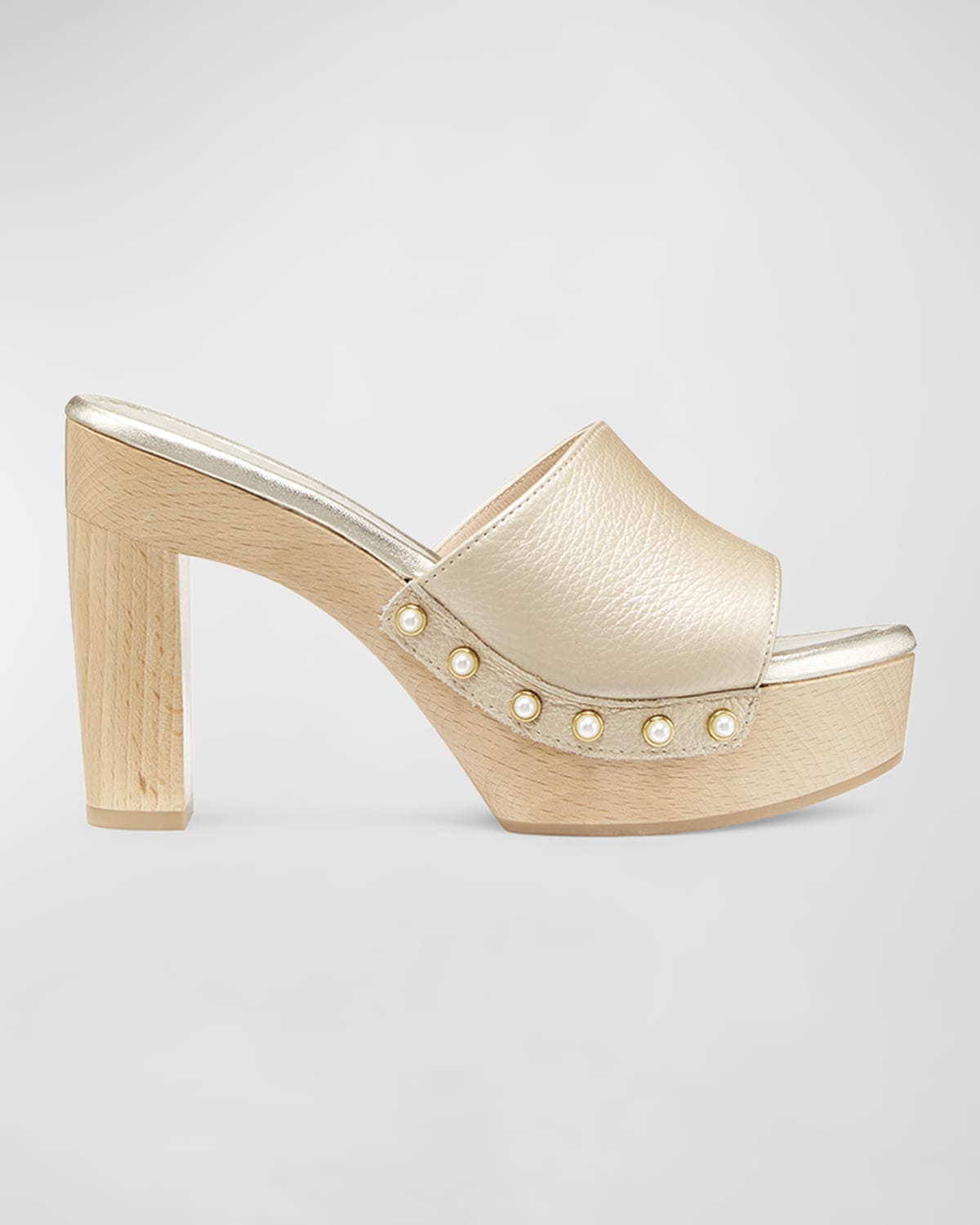 Stuart Weitzman Cayman Ombre Pearly Stud Slide Sandals | Neiman Marcus