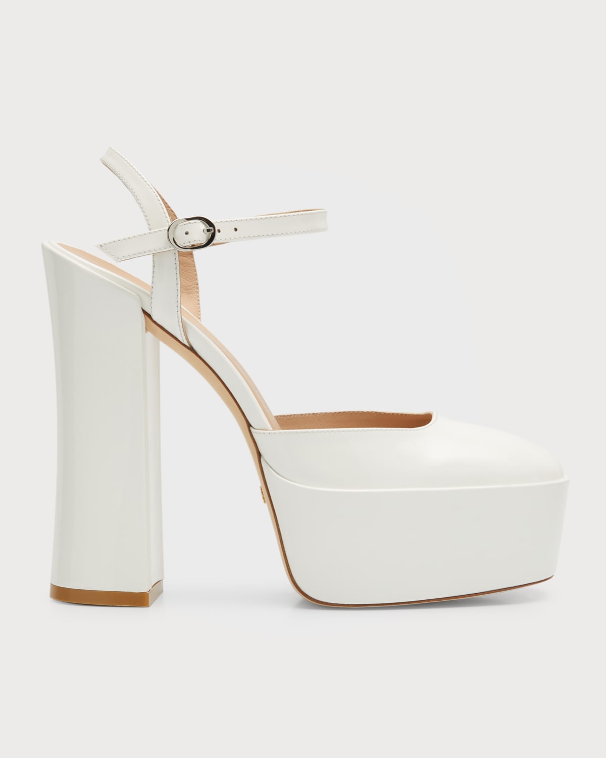 Stuart Weitzman Skyhigh Metallic Ankle-Strap Platform Pumps | Neiman Marcus