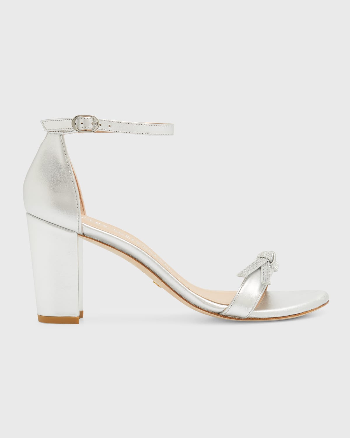 Stuart Weitzman Simplecurve Metallic Ankle-Strap Sandals | Neiman Marcus