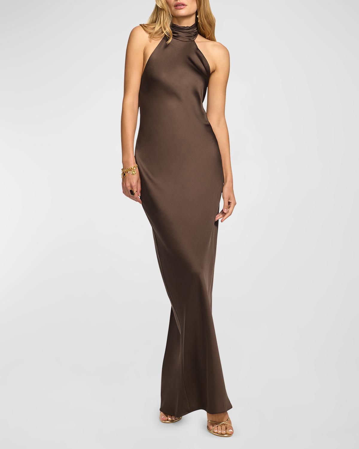 ramy brook tatiana halter dress High Neck Gown in Navy Evening gowns