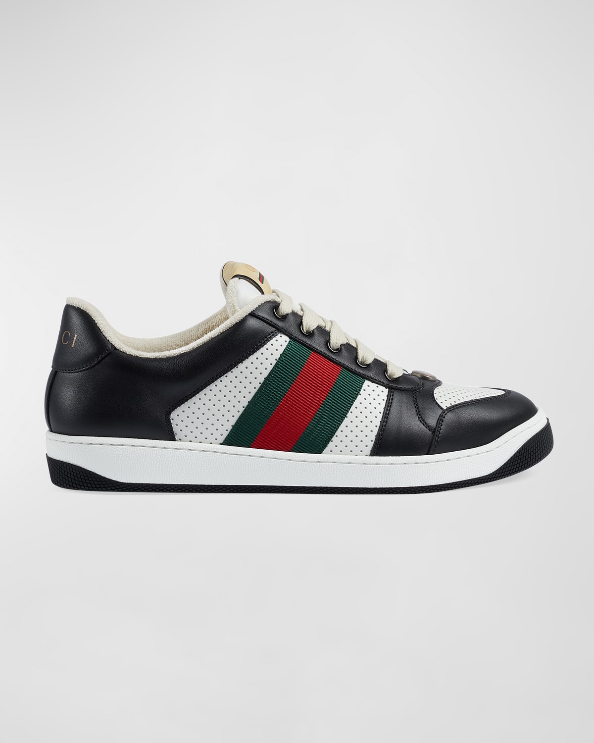 Gucci Men's Double Screener Leather LowTop Sneakers Neiman Marcus