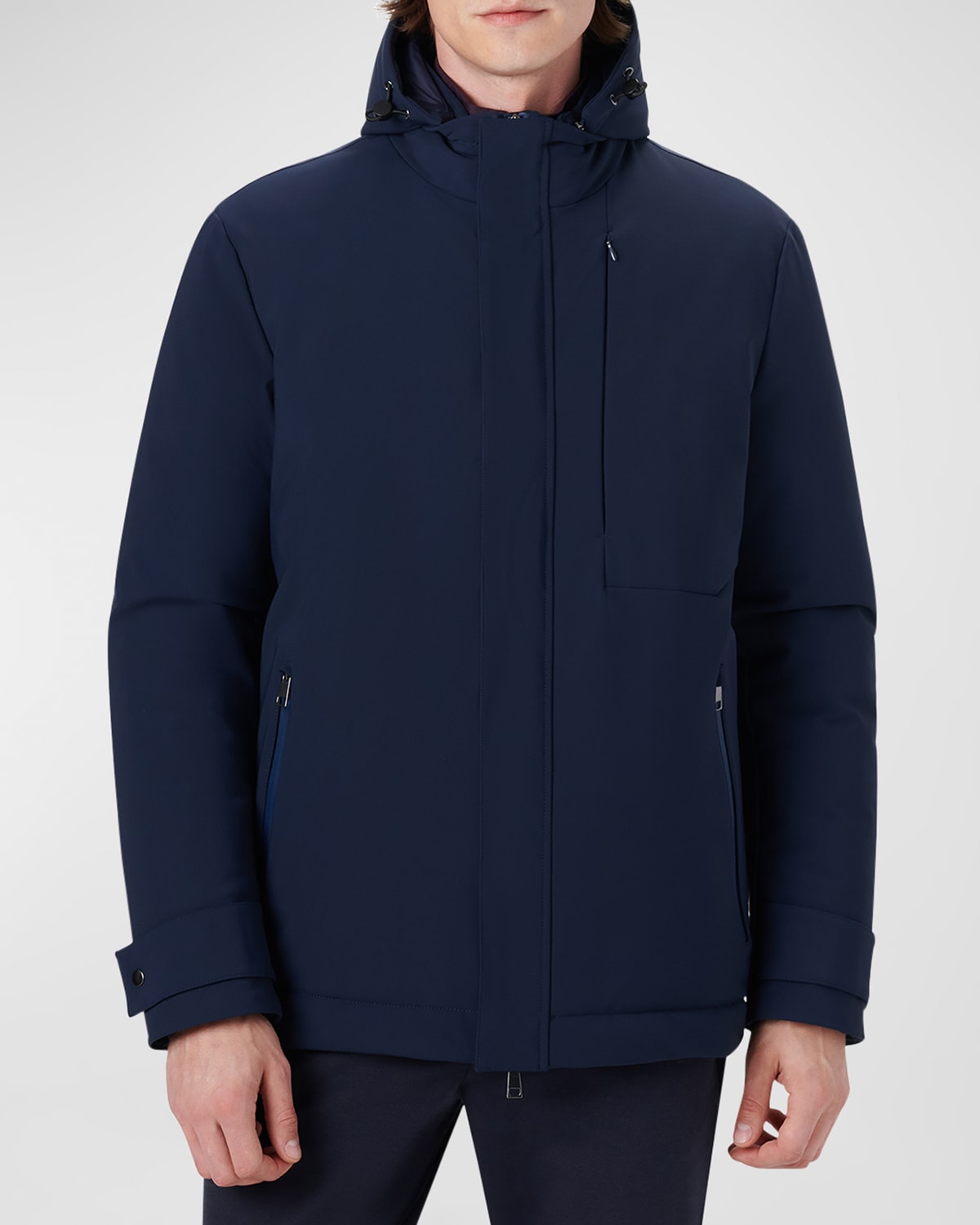 Bugatchi Men's Full-Zip Hooded Jacket Navy