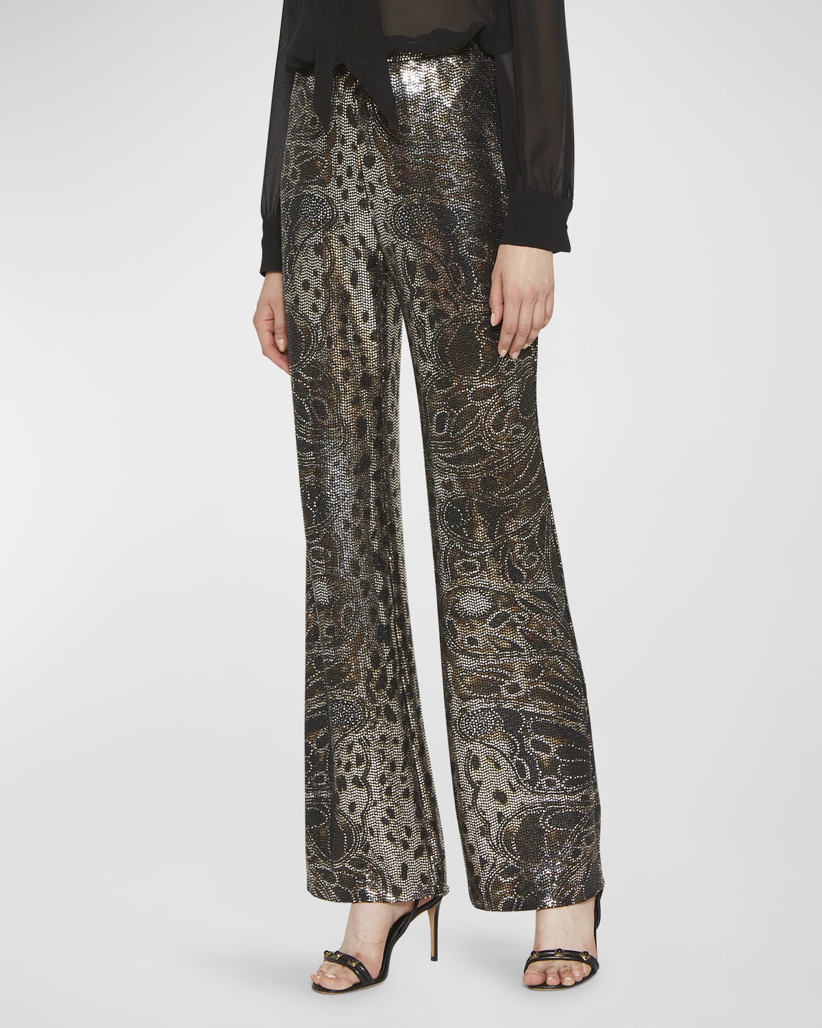 Aren Sequin Wide Leg Pants (Silver)