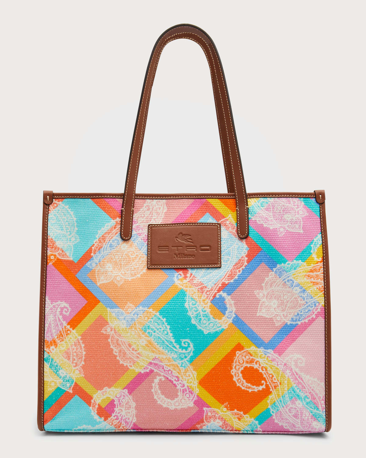 Etro Stripe Raffia Beach Tote Bag | Neiman Marcus