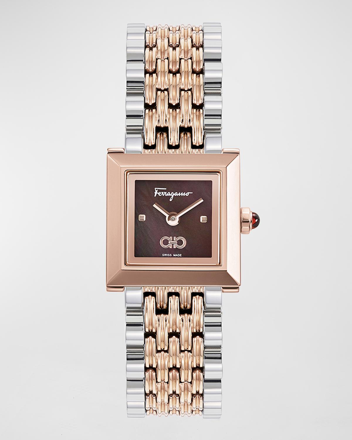 Ferragamo Ferragamo Square Watch with Bracelet Strap, Two 