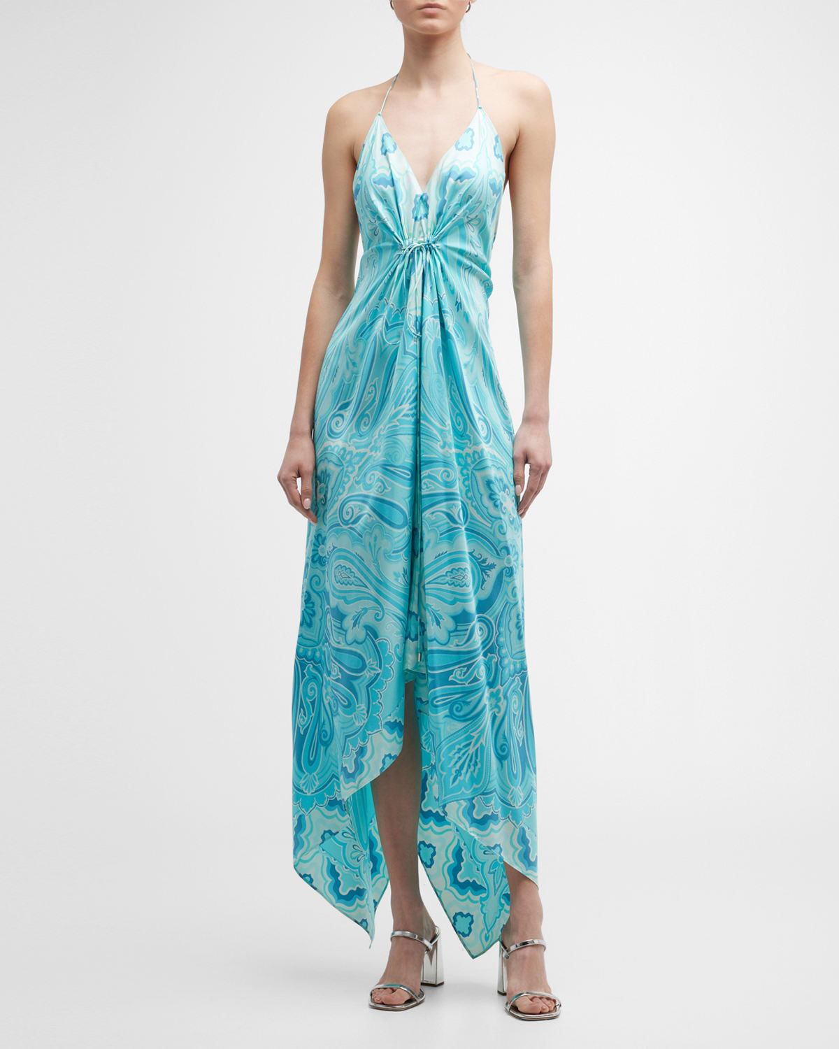 Etro Paisley Wave Silk Cape Gown | Neiman Marcus