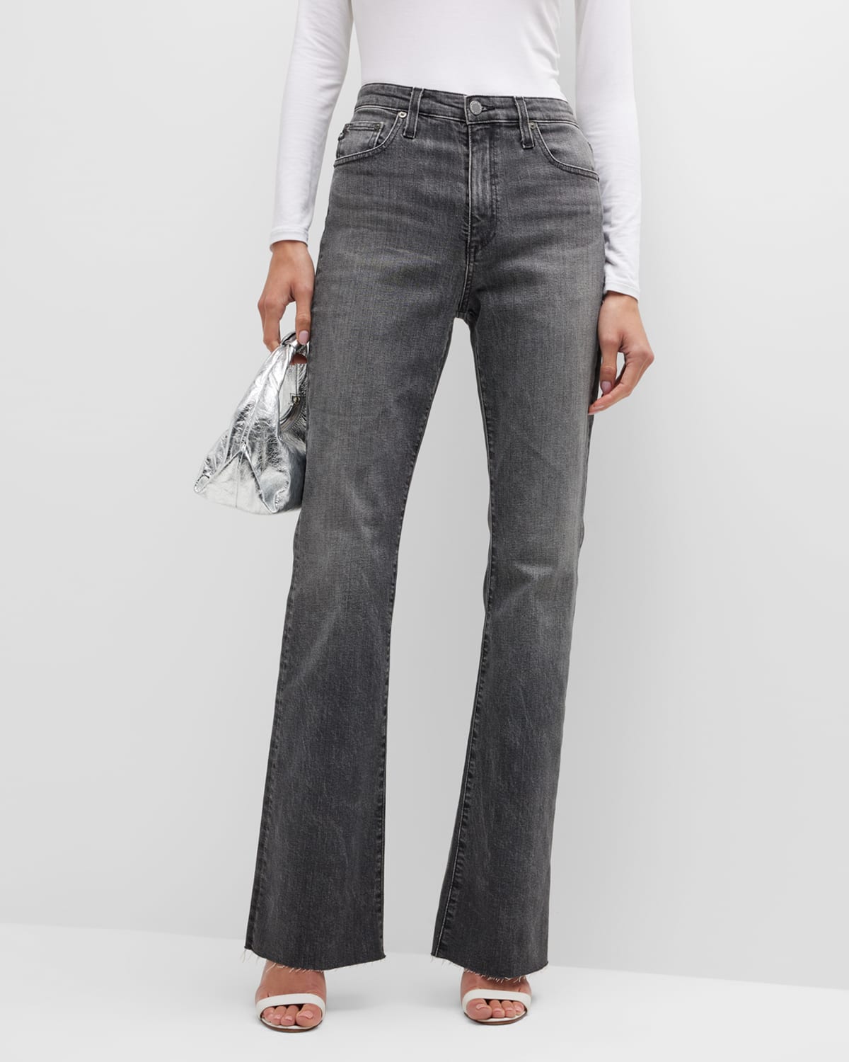 Veronica Beard Jeans Leena High-Rise Bootcut Raw Hem Jeans | Neiman Marcus