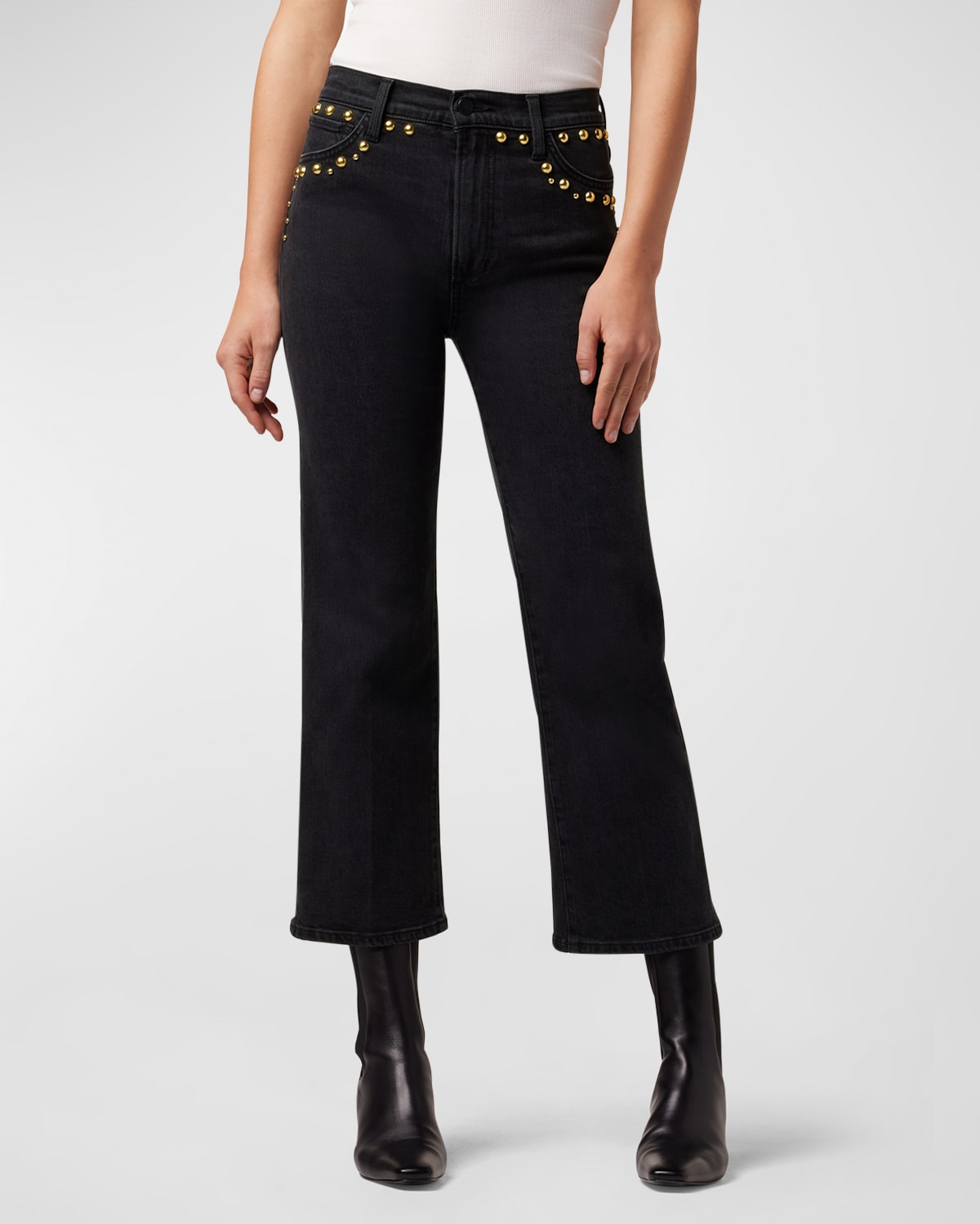 Joe's Jeans The Honor Ankle High Rise Straight CrystalEmbellished