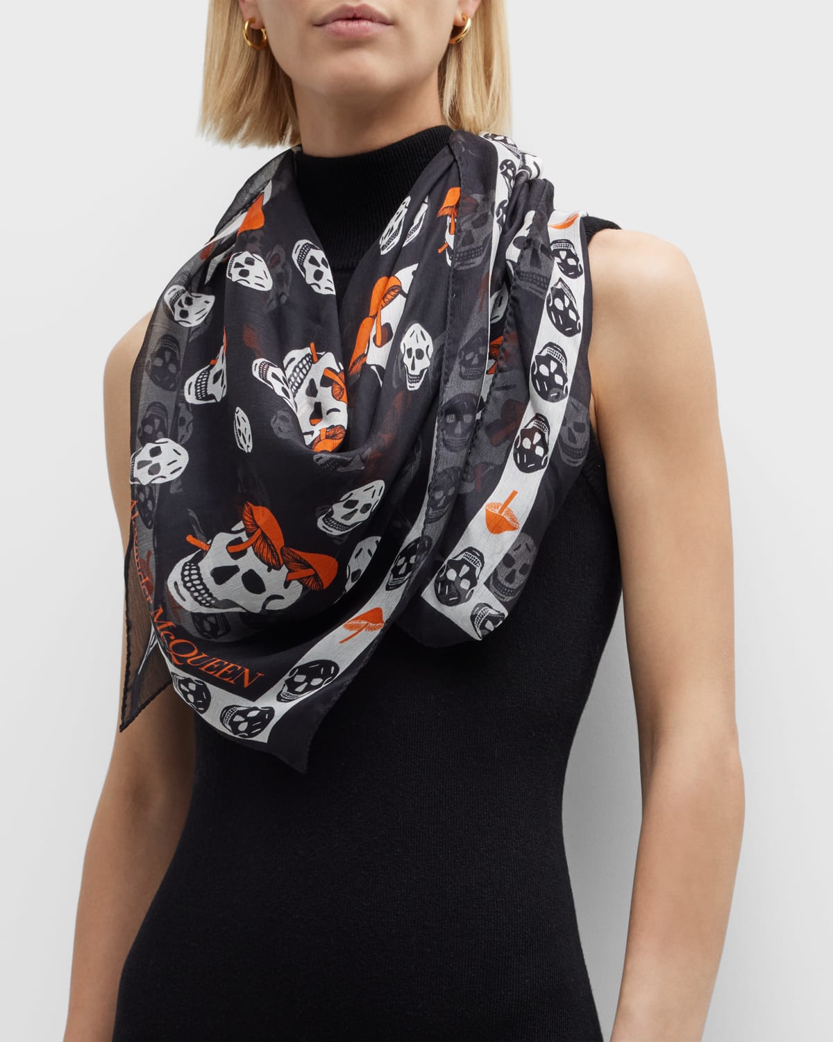 Alexander McQueen Abstract Brushstroke Silk Scarf Neiman Marcus